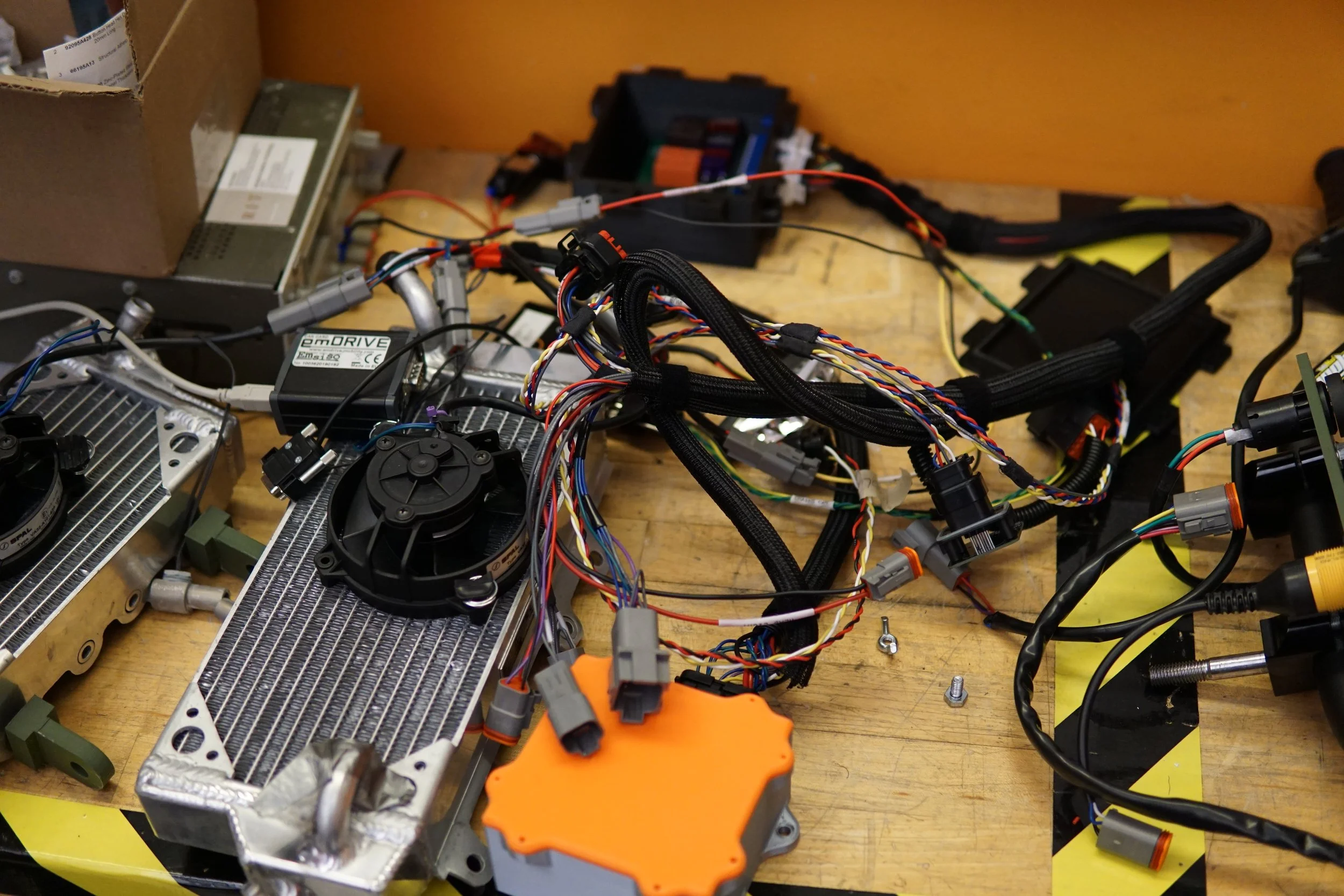 electrical harness prepared for integration on the bike