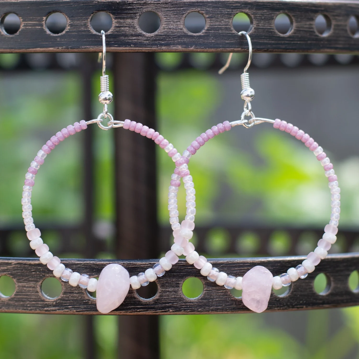 Single Strand Rose Quartz Earrings — Jennifer Gougé