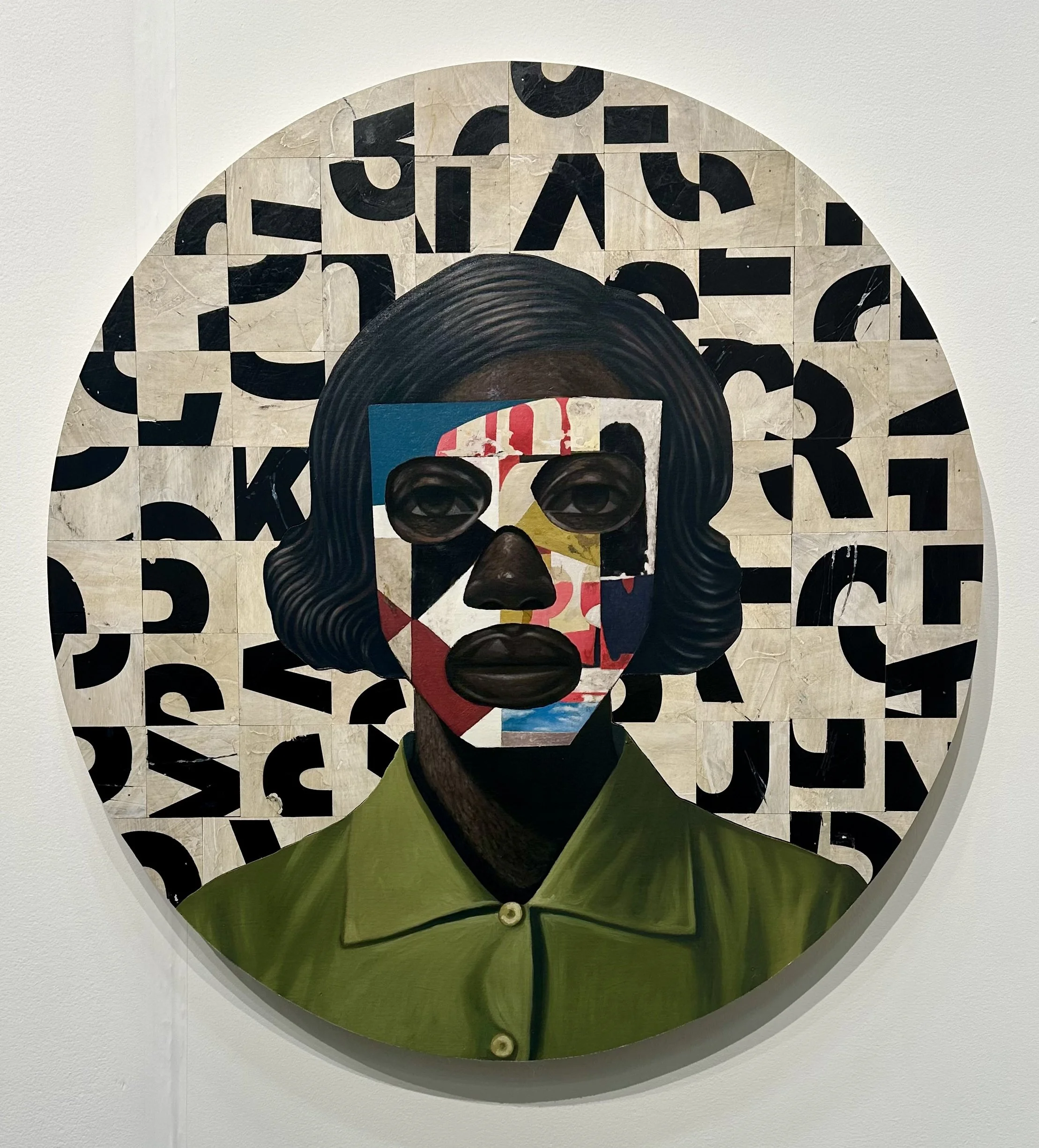 Ronald Jackson "Heroes of Faded
Memories - #2" Oil and mixed media on panel