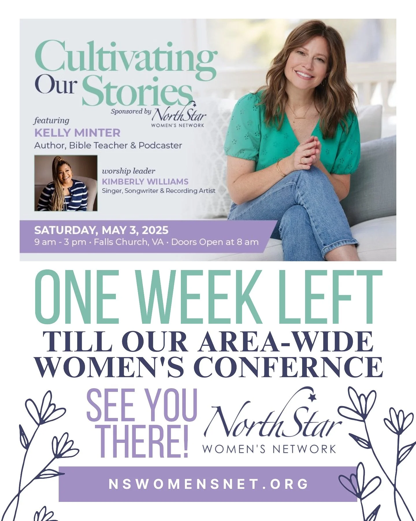 🪻ONE WEEK LEFT🪻

It&rsquo;s almost time for our upcoming conference with @kelly_minter and @iamkimberlyw

We are SO excited for everything God has in store. We can&rsquo;t wait to fellowship with one another and worship him. There is still a chance