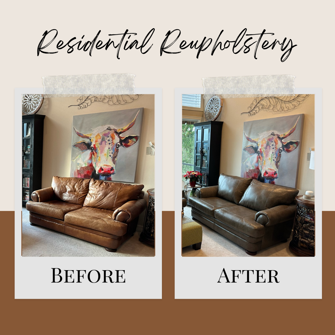 leather upholstery of loveseat