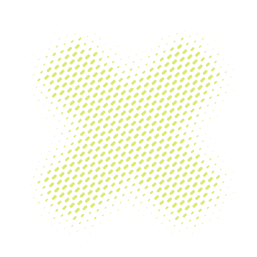 Abstract 3D cube made of yellow dots on black background.