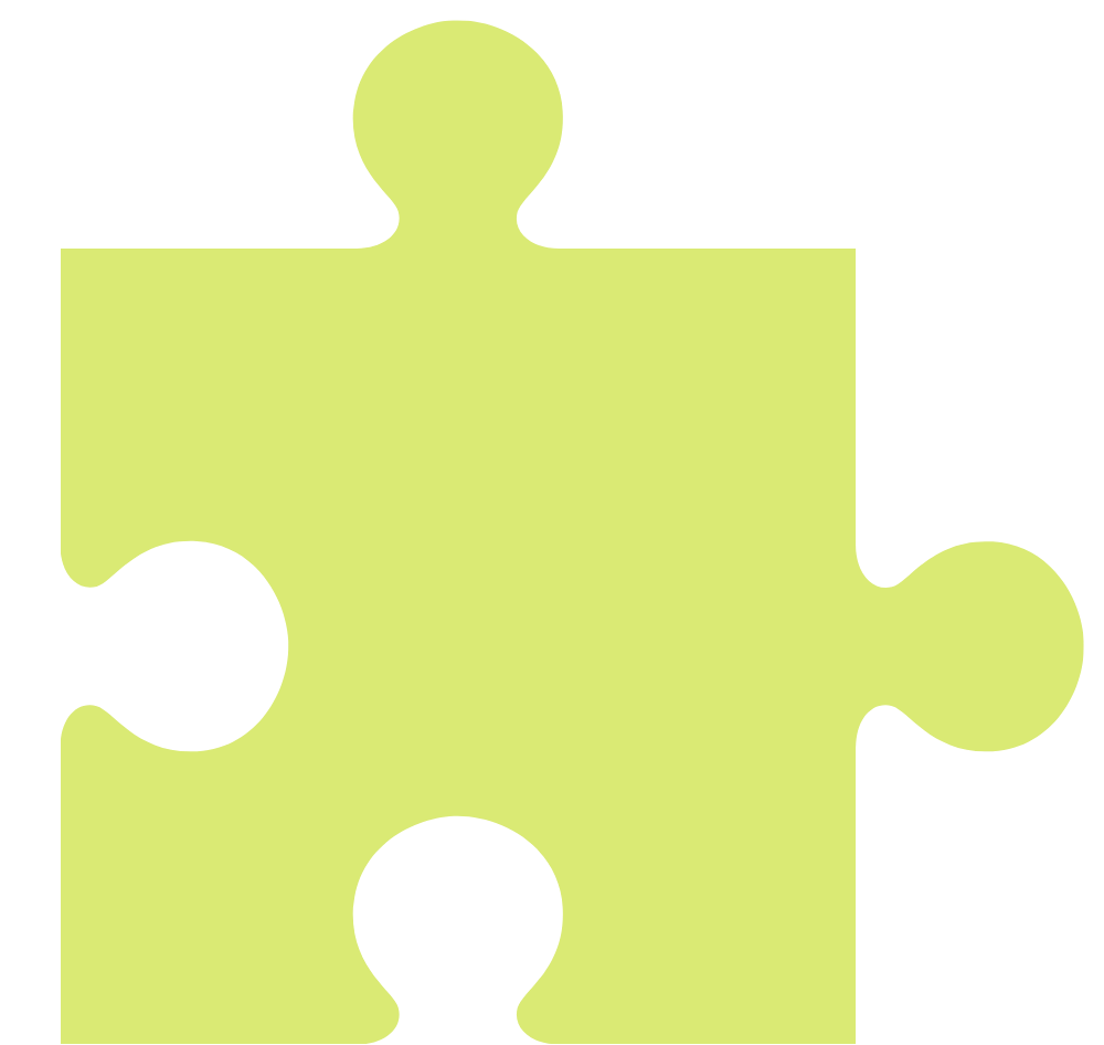 Single yellow-green jigsaw puzzle piece with four tabs and four slots.