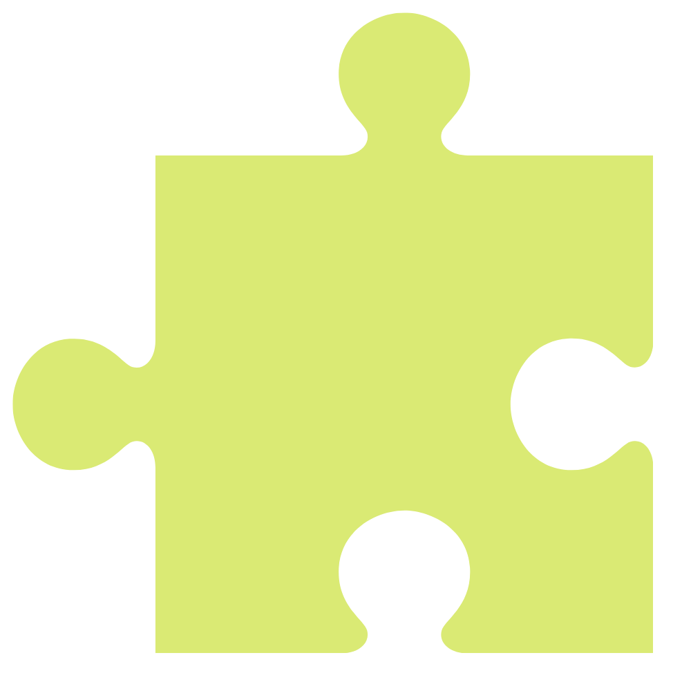 A single yellow-green jigsaw puzzle piece on a black background.