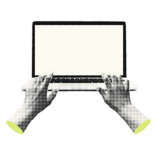 Hands typing on a laptop keyboard
