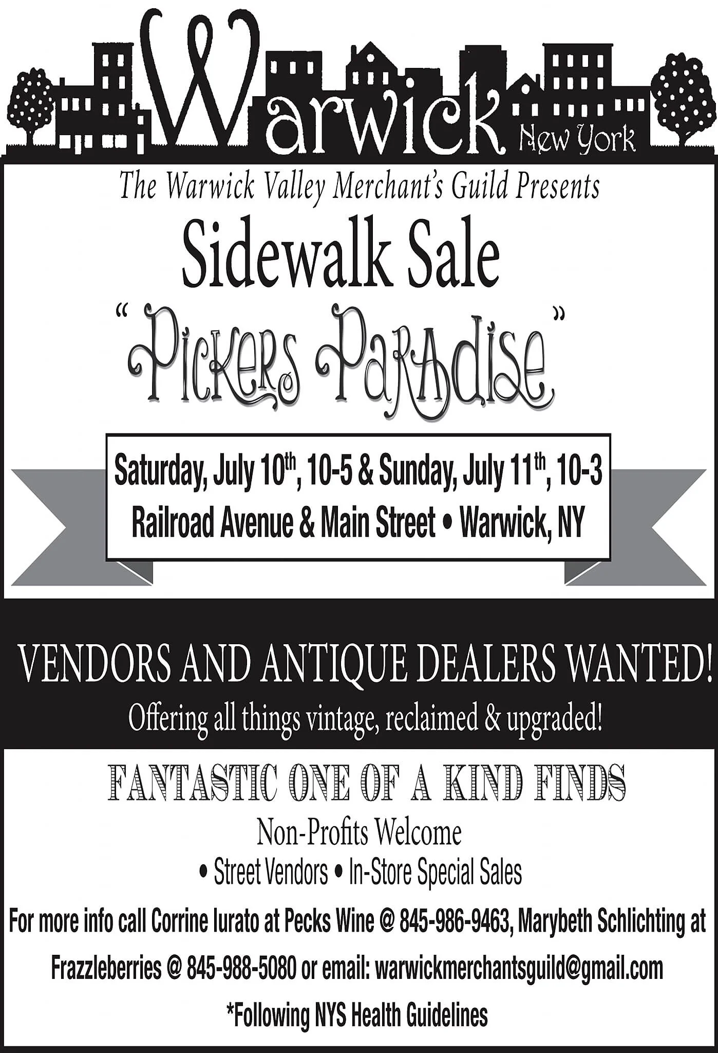 Hello Warwick Valley "Pickers" Paradise" Sidewalk Sale, July 10 & 11