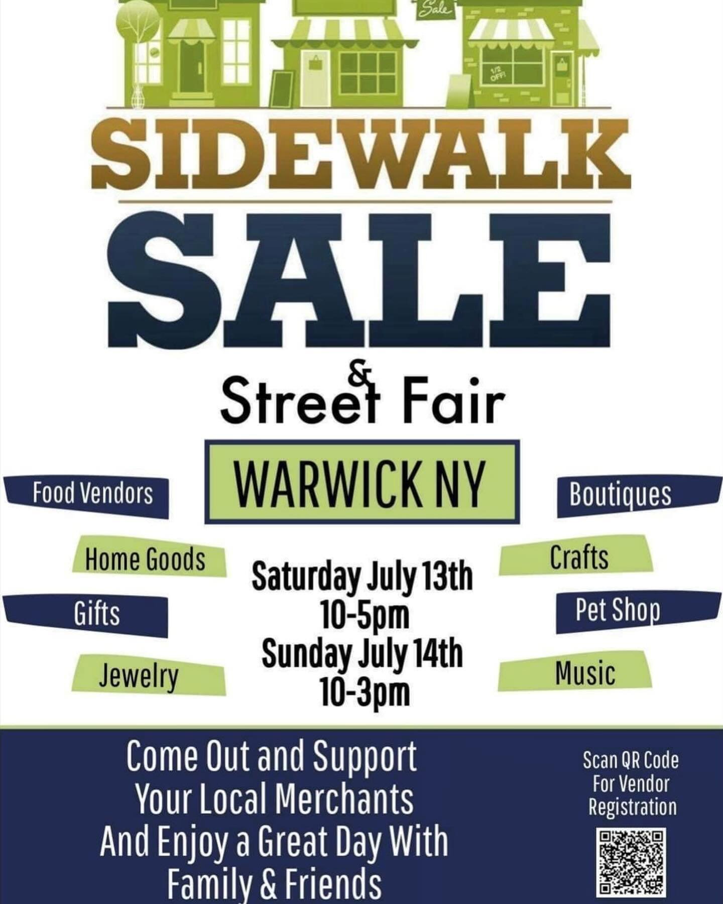 Don&rsquo;t skip our towns annual Sidewalk Sale happening this weekend! Support local, shop small businesses! 
&bull;
&bull;
&bull;
&bull;
#hellowarwickvalley #warwickny #hvny #thingstodo #sidewalksale #weekendsinwarwick #inthevalley #shopsmall