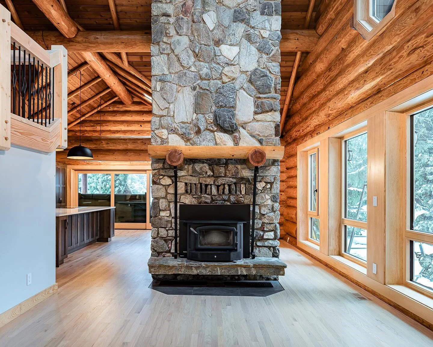 The cozy winter vibes have returned here in Revy! So we looked back to this log home refresh we completed back in 2024. Although this fire place wasn&rsquo;t changed, everything surrounding it received an updated look. 

#revelstokerenovation #letsge