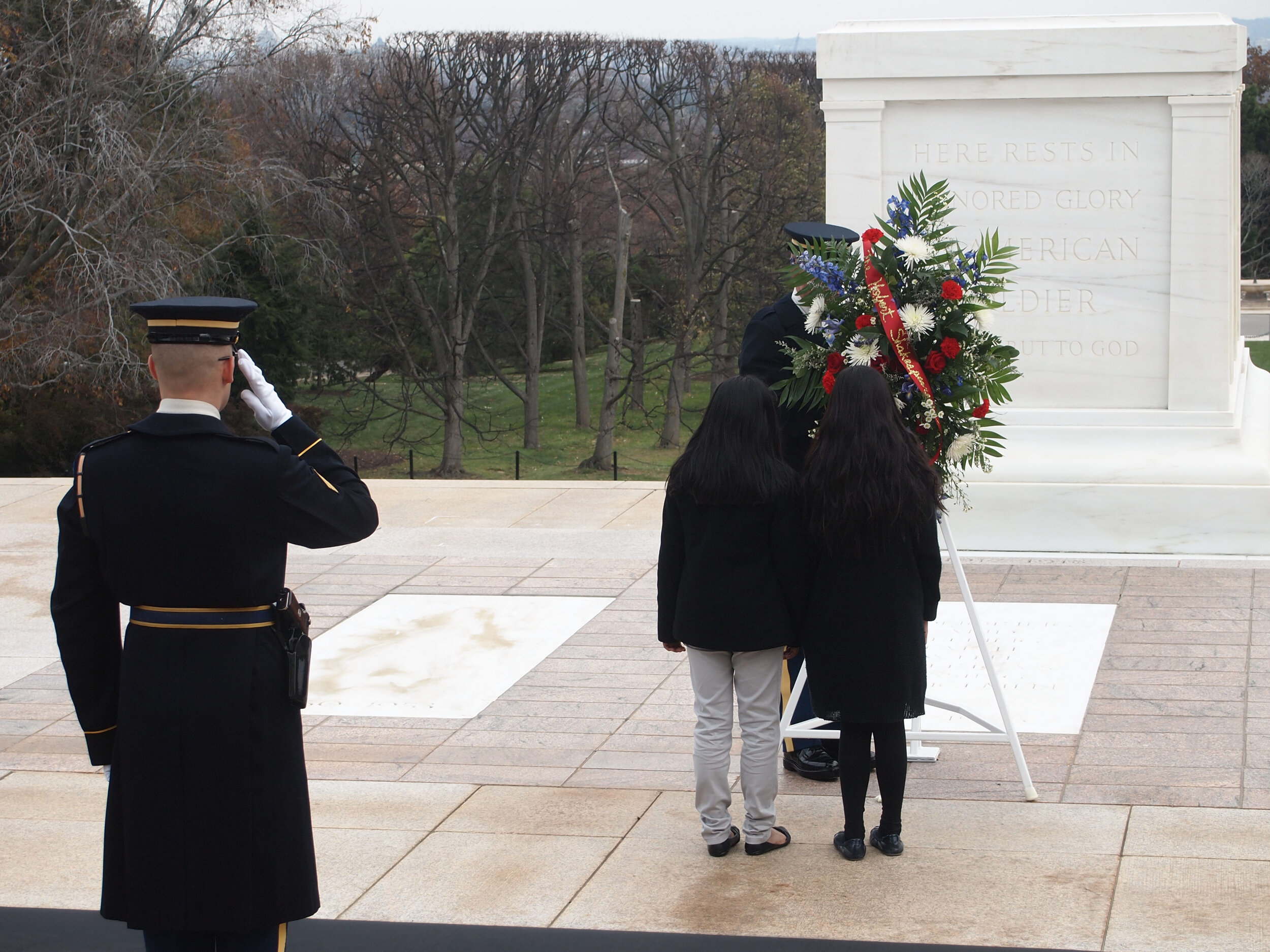  Jalie and Jessica Lay a Wreath at the Tomb of the Unknown Soldier 