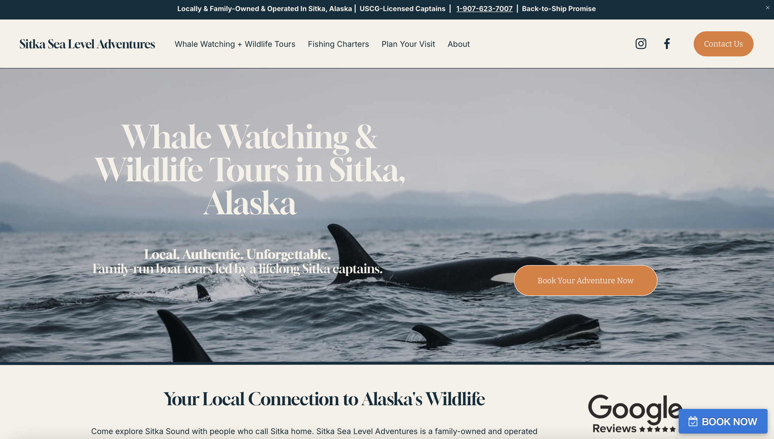Sitka Sea Level Adventures Website