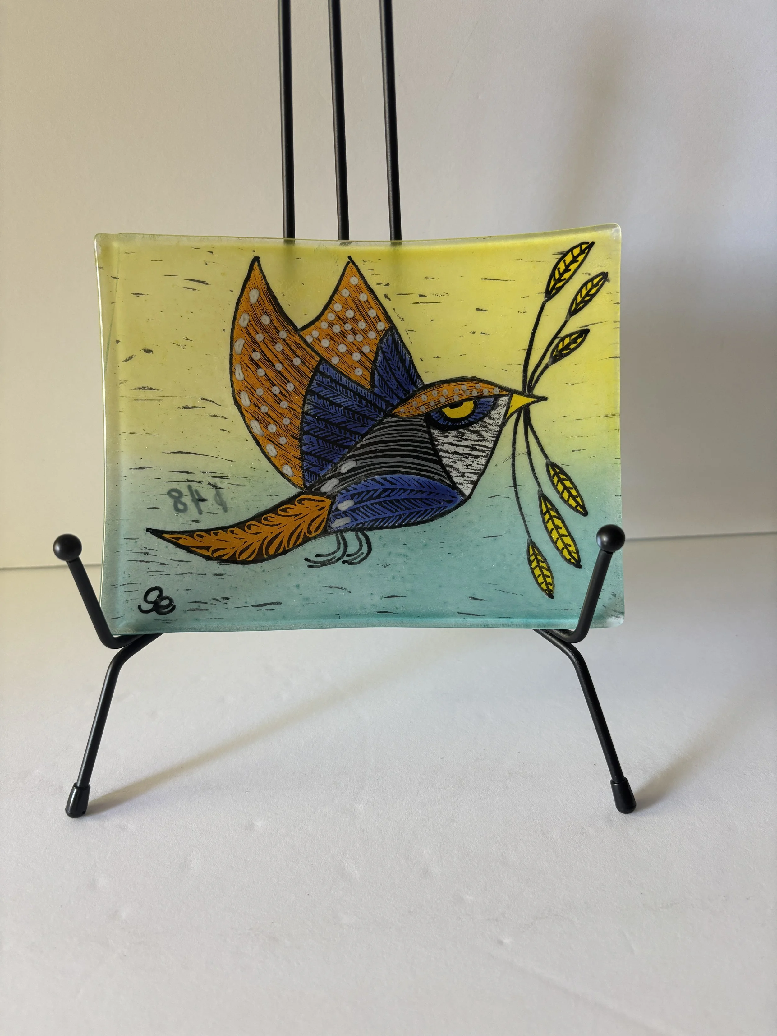 BIRD W/ OAT STALK 7 X 6 DISH