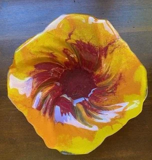 Yellow, Orange, Red Slurry Cyclone Bowl
(SOLD)