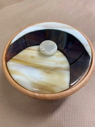 Wooden Bowl w Tan & Black Arch Stripe
6" Diameter (SOLD)