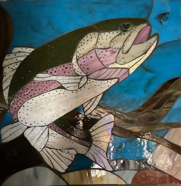 TROUT RISING 16 X 16"