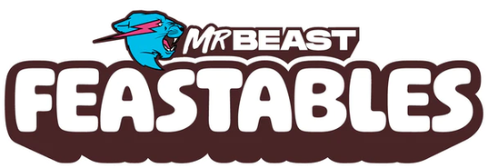 Logo for Mr Beast Feastables featuring a blue panther head and stylized text.