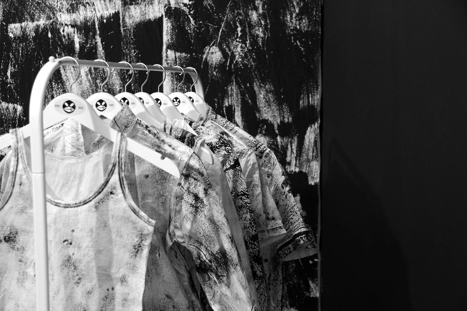 Zoomed-in view of Koós’s frottage technique on fabric, highlighting unique surface impressions and timeworn textures.