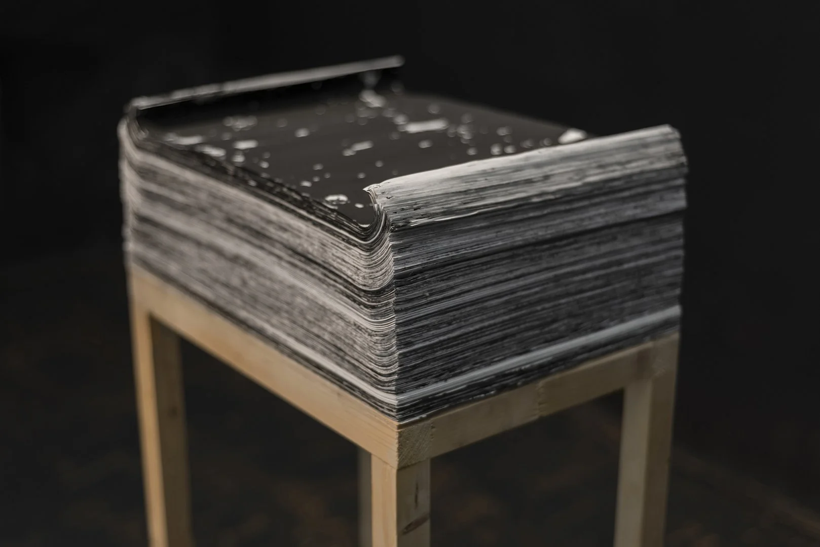 Macro image of screen-printed paper surface from Gábor Koós’s conceptual installation