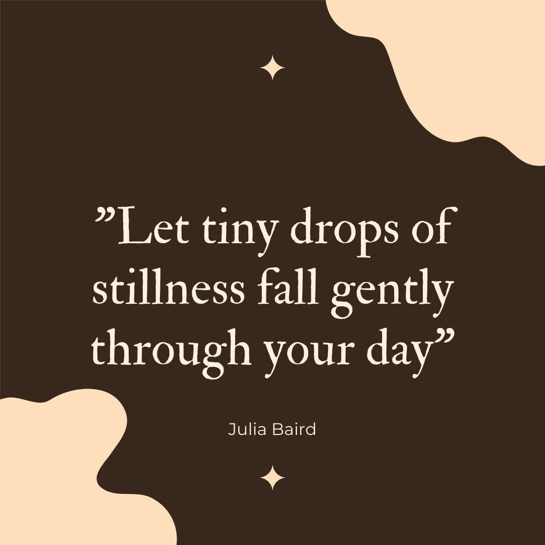 This must be one of the most descriptive sentences I've read in a long time. It comes from the Julia Baird book Phosphorescence. 

It simply delighted me and allowed me to think of stillness gently dropping into my day.

I wish you all tiny drops of 