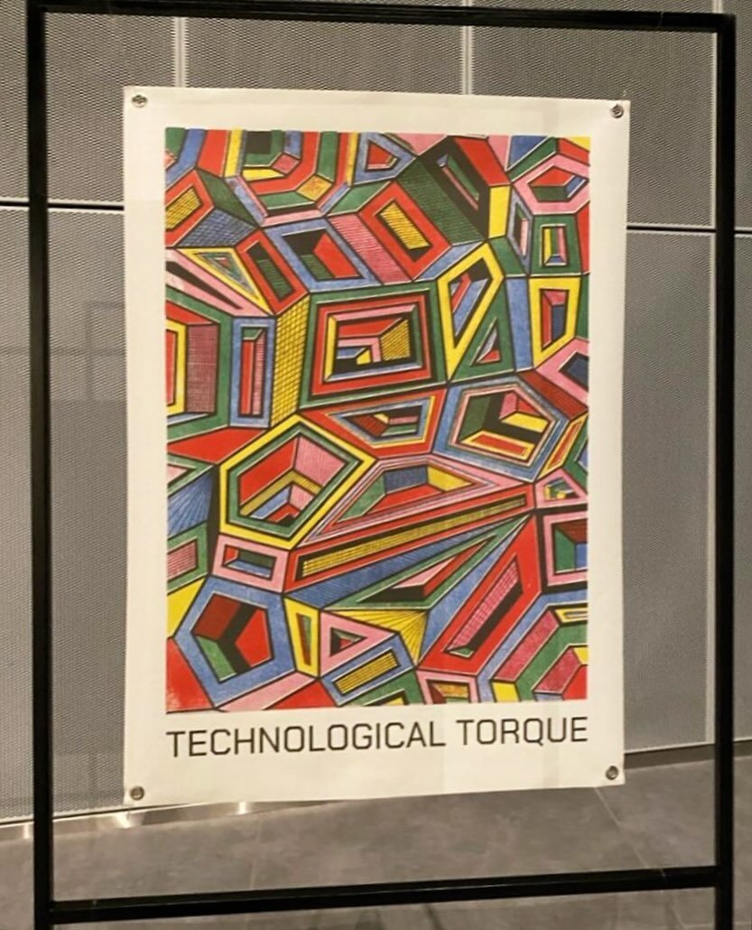 My Risograph poster Technological Torque is showing in the Creative Printmaking Conference Exhibition organized by @print.studio.kwt at the @ascckw. 

Photo by @william.in.arabia