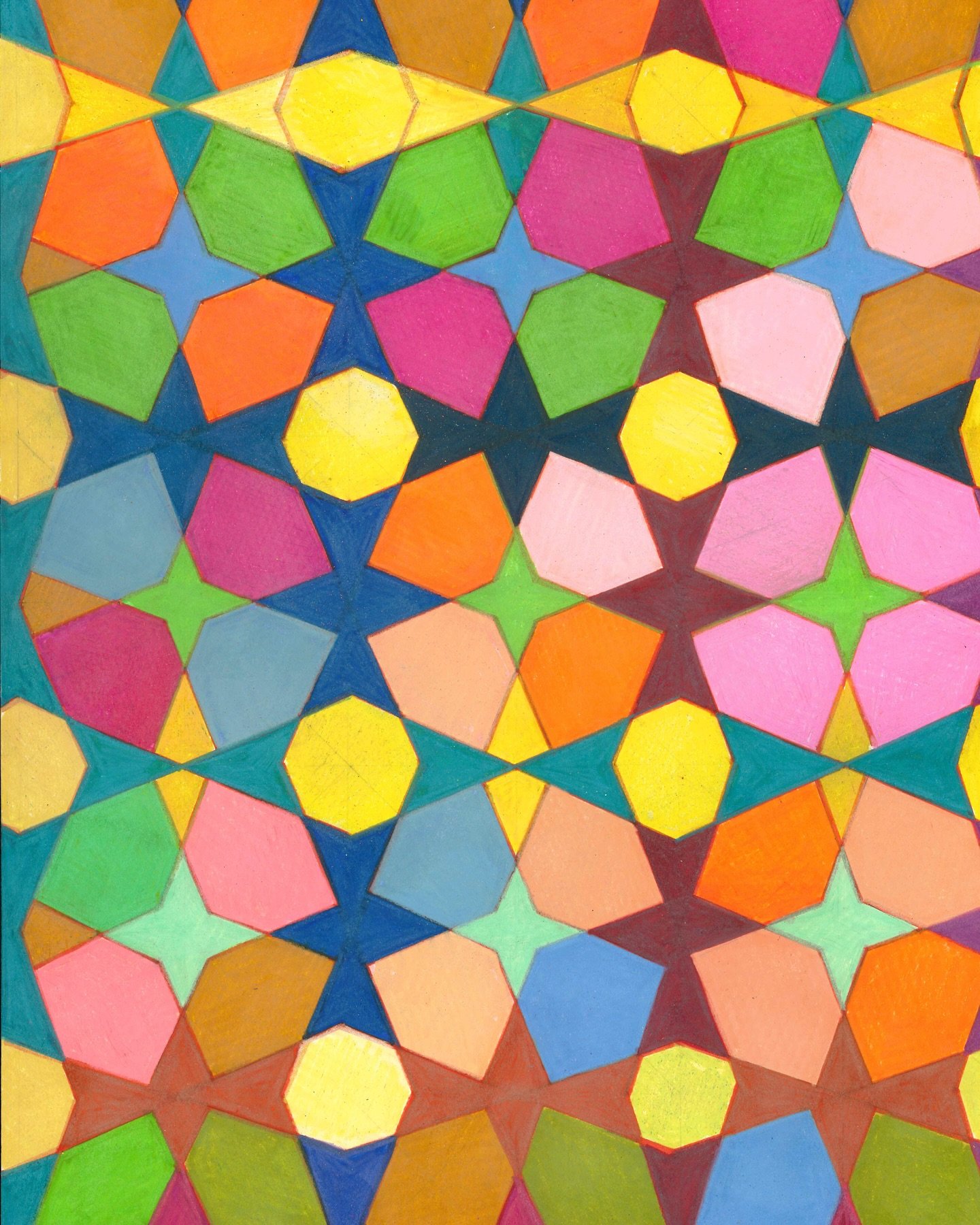 Sacred Structure
ink and colored pencil on cotton rag paper
40 x 30 cm, 16 x 12 inches

Sacred Structure explores the intersection of mathematics, spirituality, and visual rhythm through geometric abstraction. Inspired by the intricate tile work of t