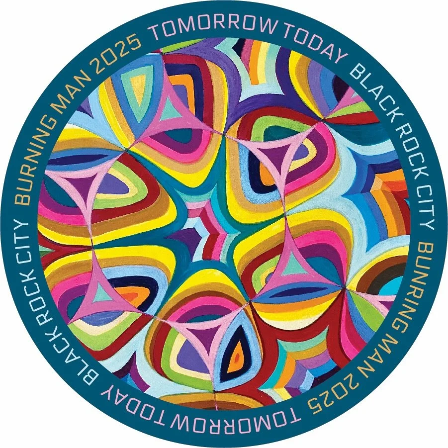 Thrilled to have shared my sticker designs for Burning Man 2025: Tomorrow Today. Each one is hand-drawn with vibrant circular geometry, inspired by the energy and beauty of clocks, cycles, and Black Rock City. Out of the three designs, the first vers