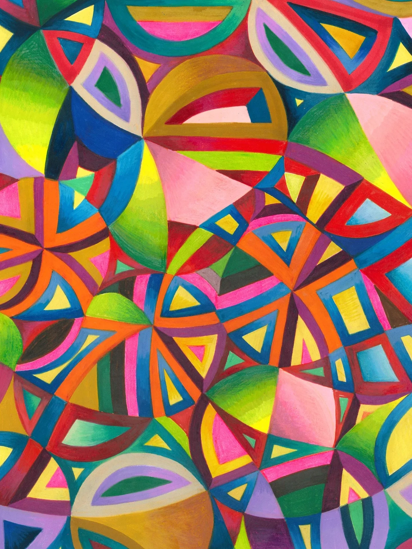 Verdant Vortex
ink and colored pencil on archival cotton paper 
40 x 30 cm / 16 x 12 inches
In the hush of tangled morning light,
Where leaf and line begin to dance,
A spiral stirs with quiet might.
A painted pulse, a vibrant trance.
The greenest d