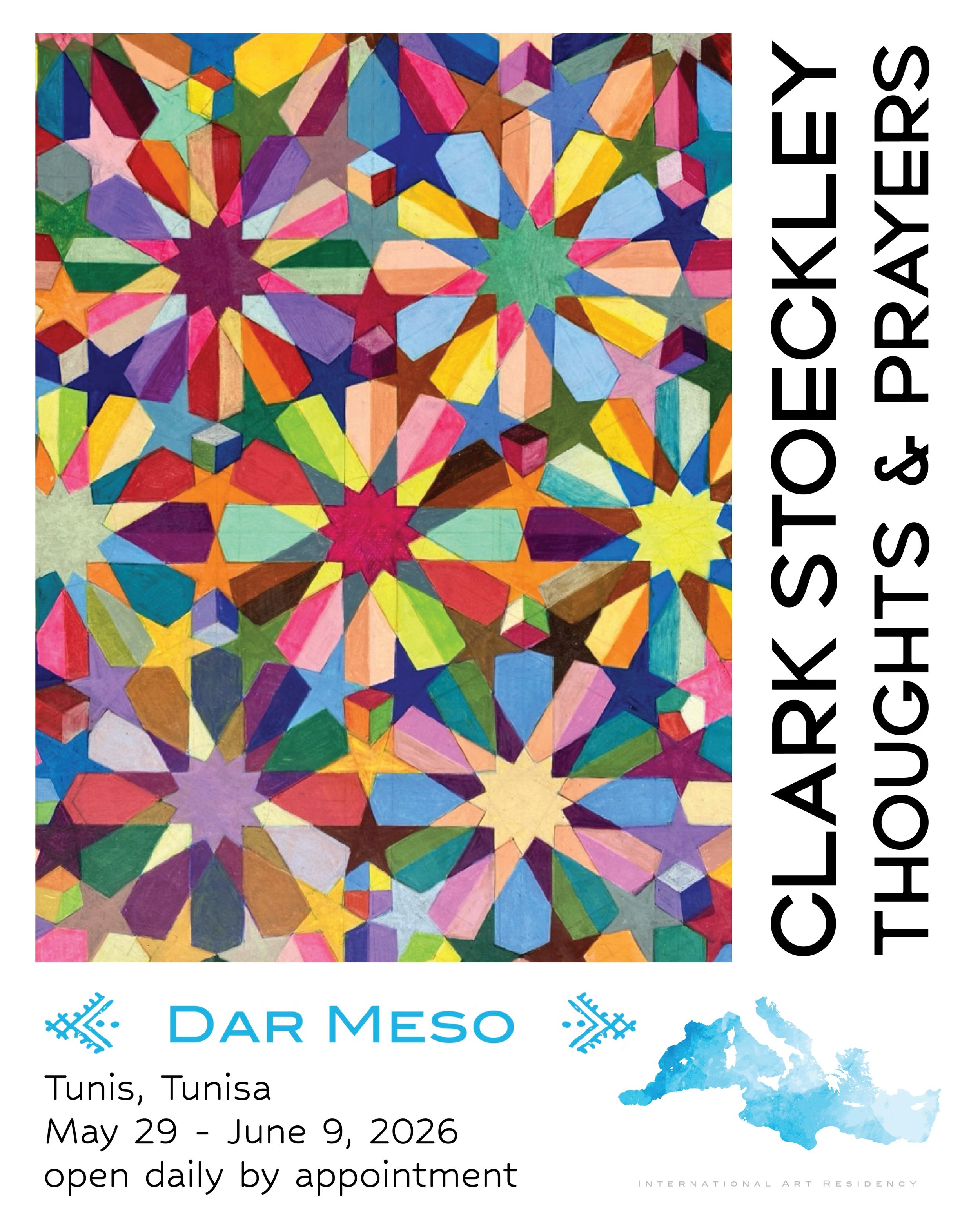 Dar Meso is pleased to present Thoughts &amp; Prayers, an exhibition of geometric abstract ink and colored-pencil drawings by artist-in-residence Clark Stoeckley (@clark_stoeckley). Thoughts &amp; Prayers began as a response to the numbing repetition