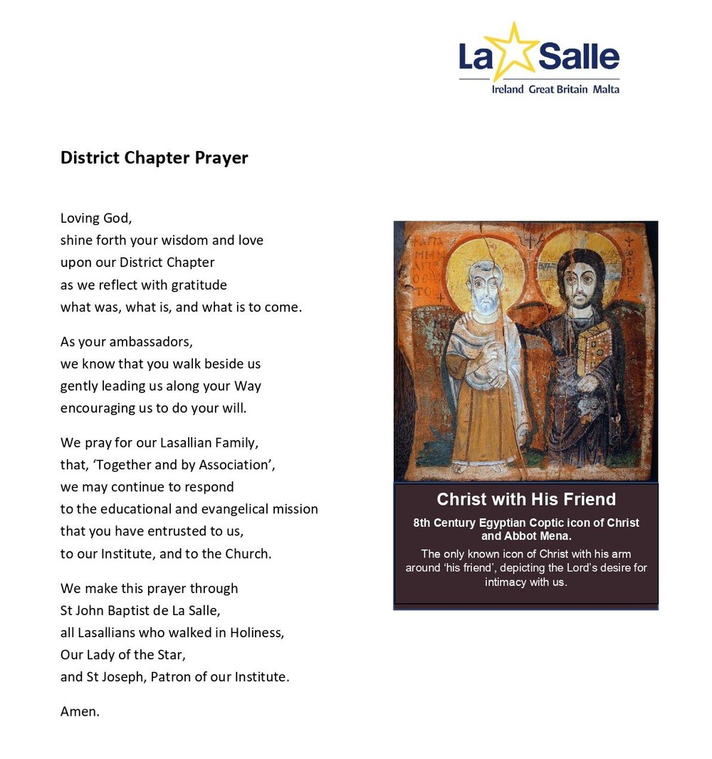 District Chapter Prayer is shared — La Salle