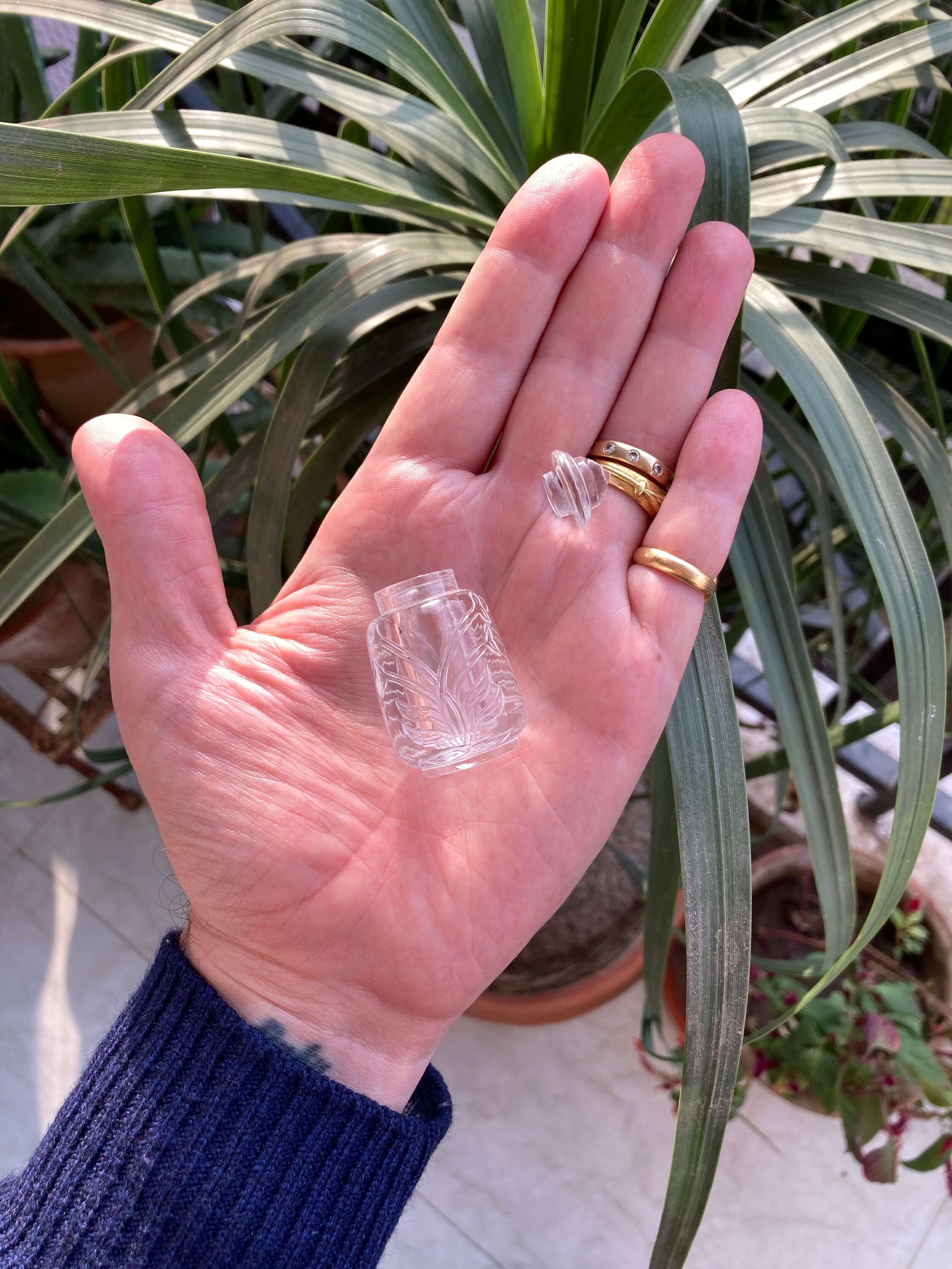 Carved Rock Crystal Perfume Bottle