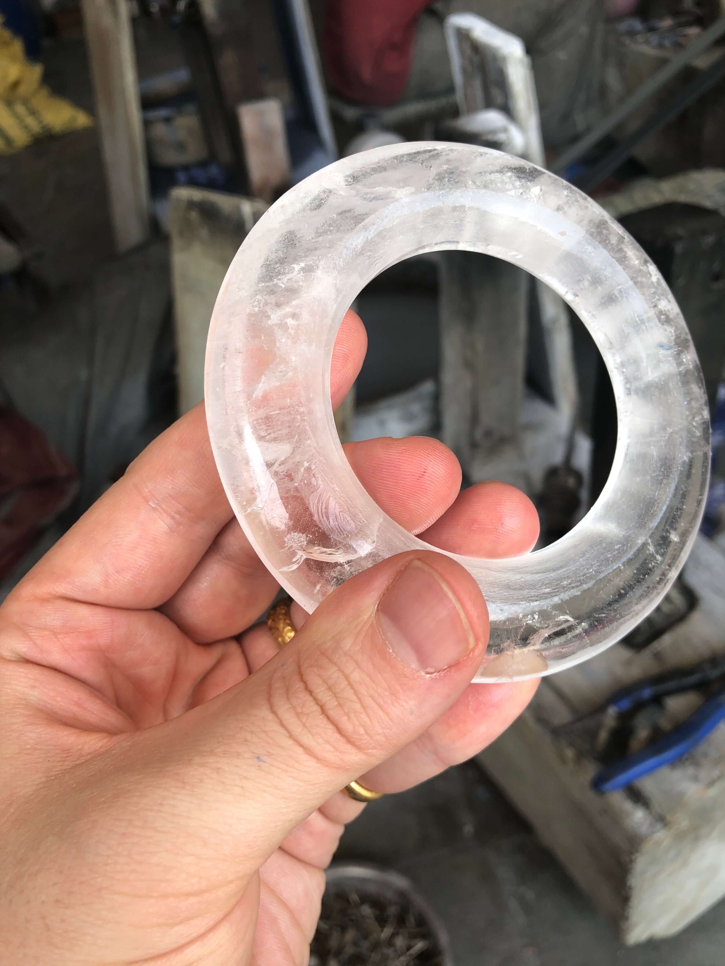 Custom Carved Rock Crystal Bangle
