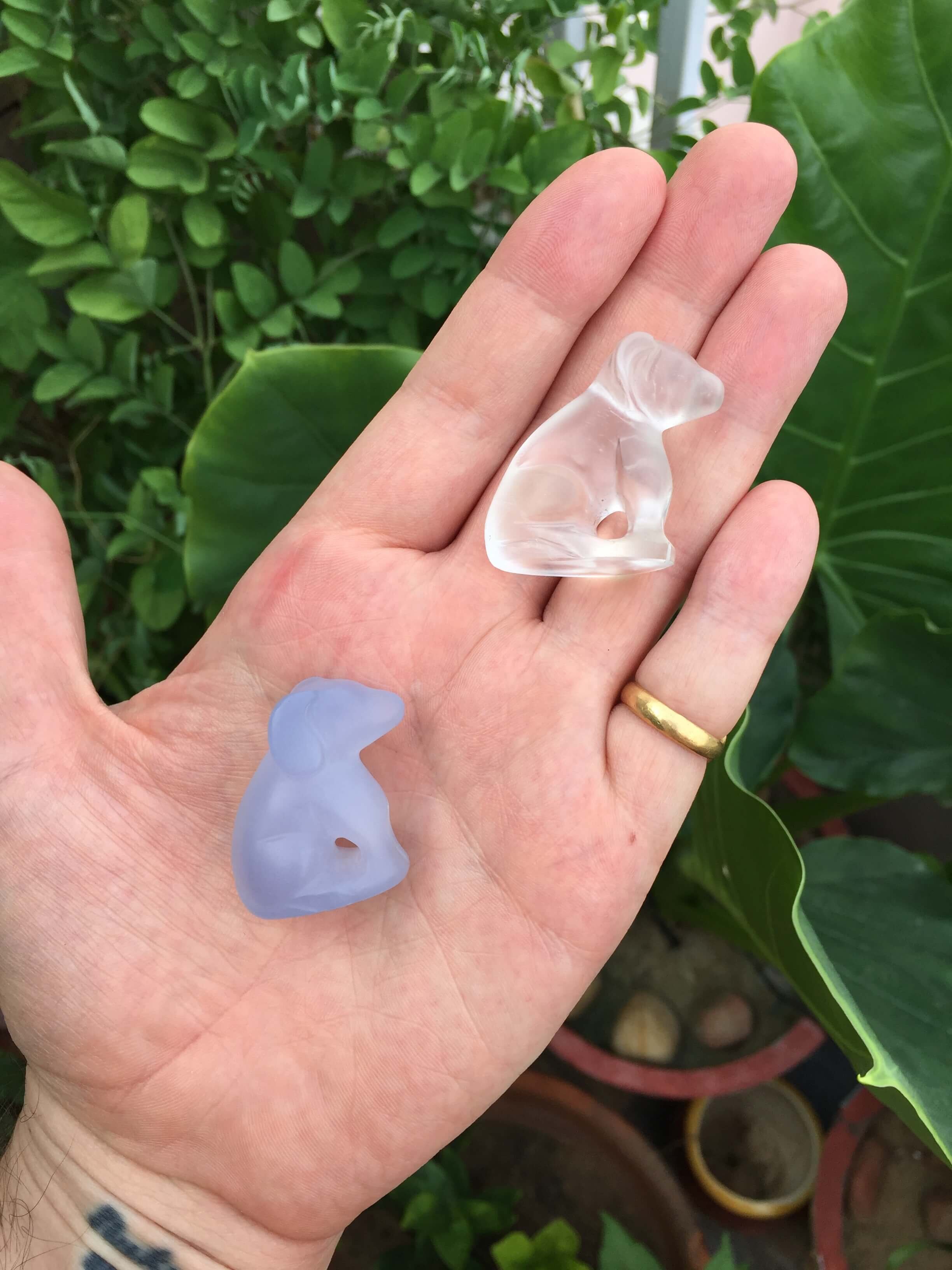 Carved Gemstone Dogs