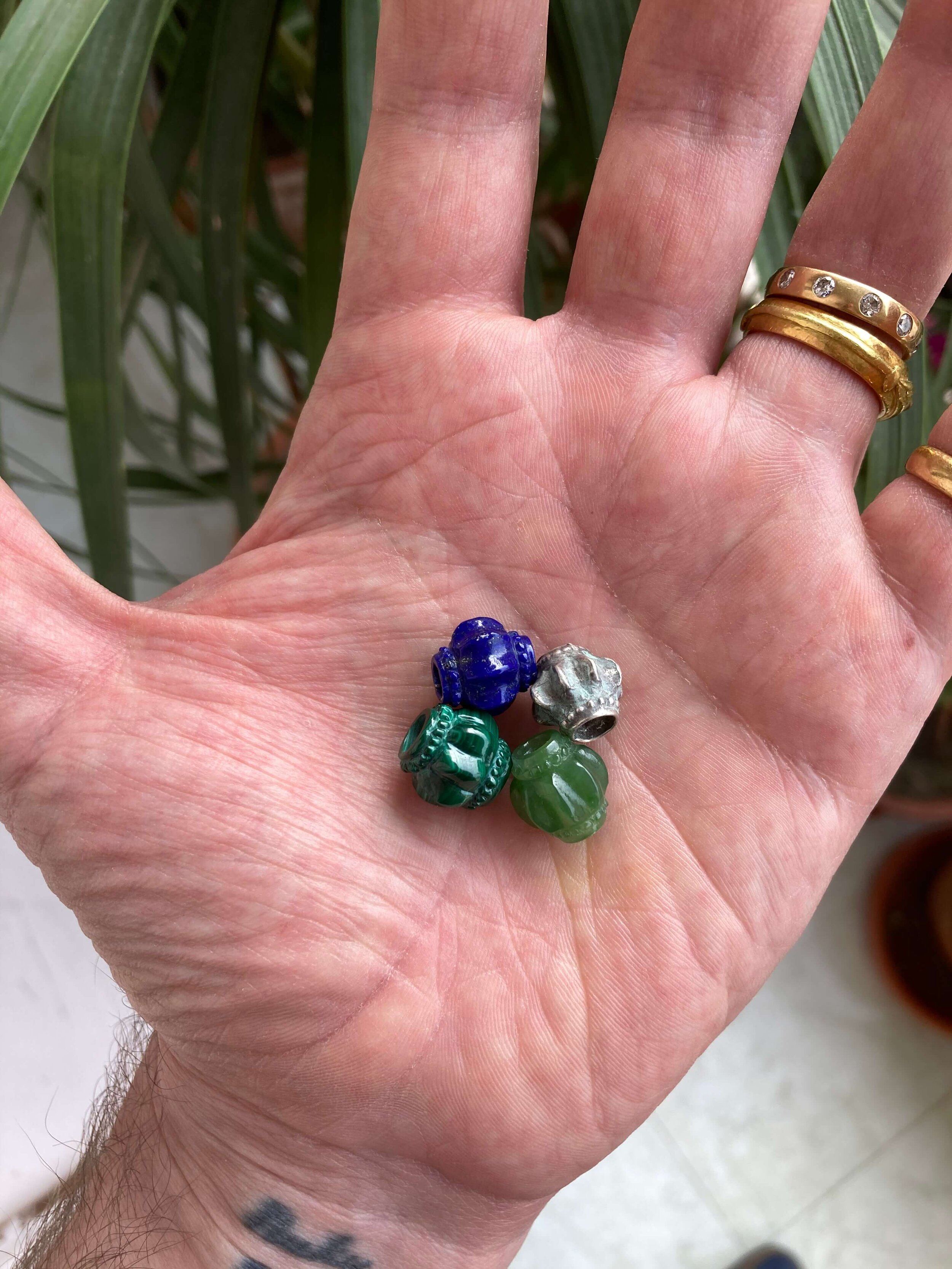Carved Gemstone Bead Pendants
