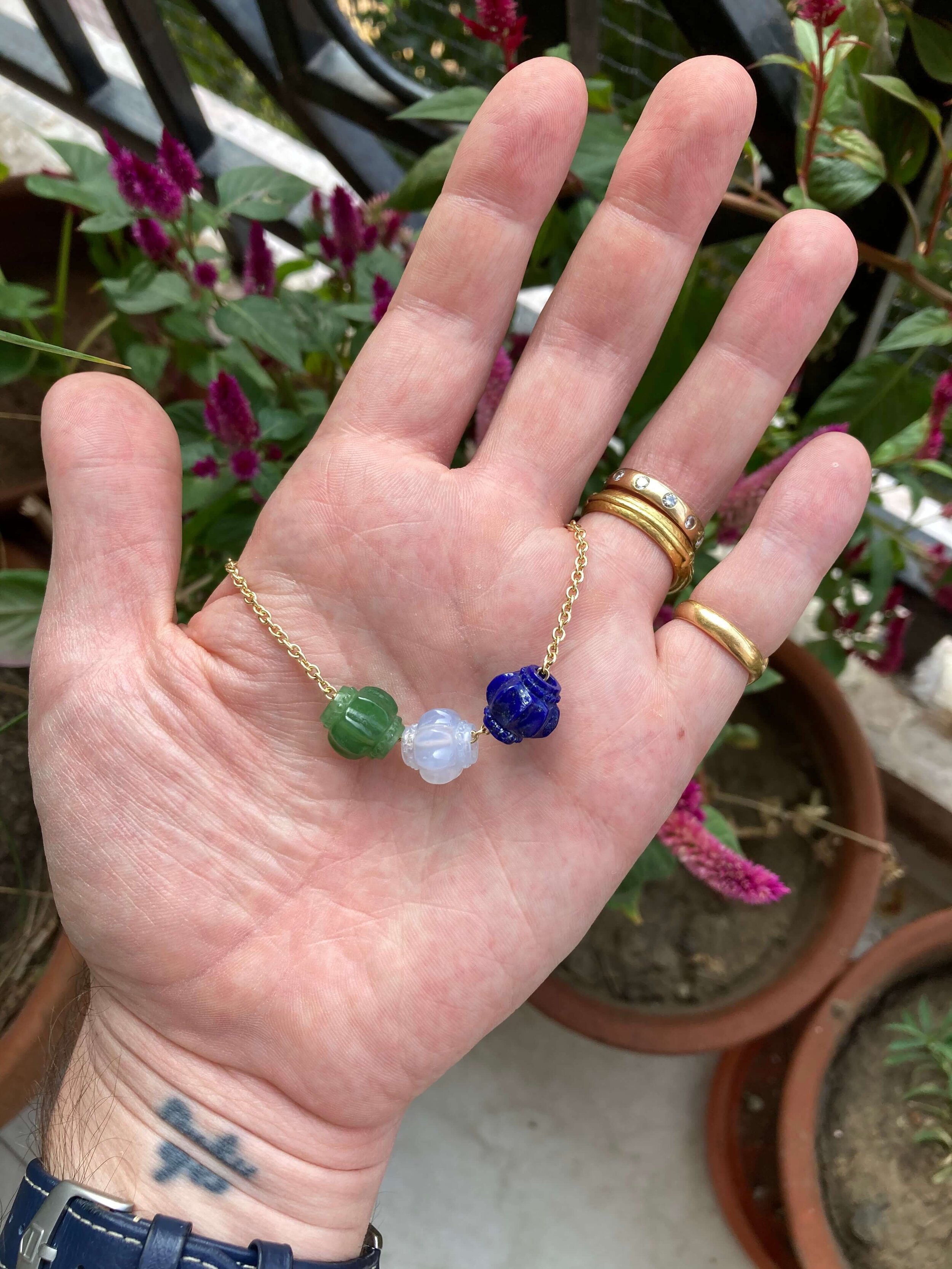 Carved Gemstone Bead Pendants