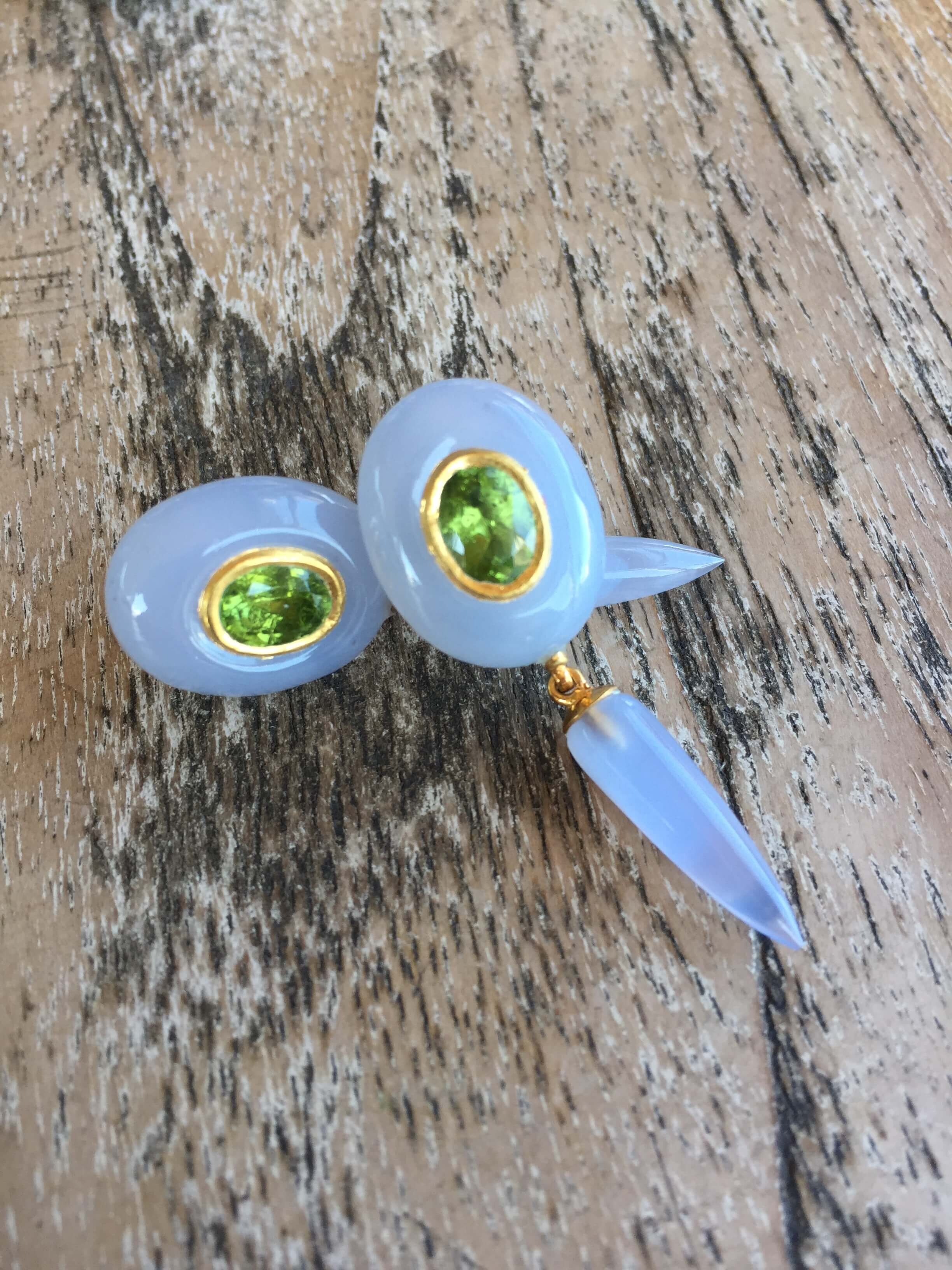 Peridot Set Chalcedony Earrings