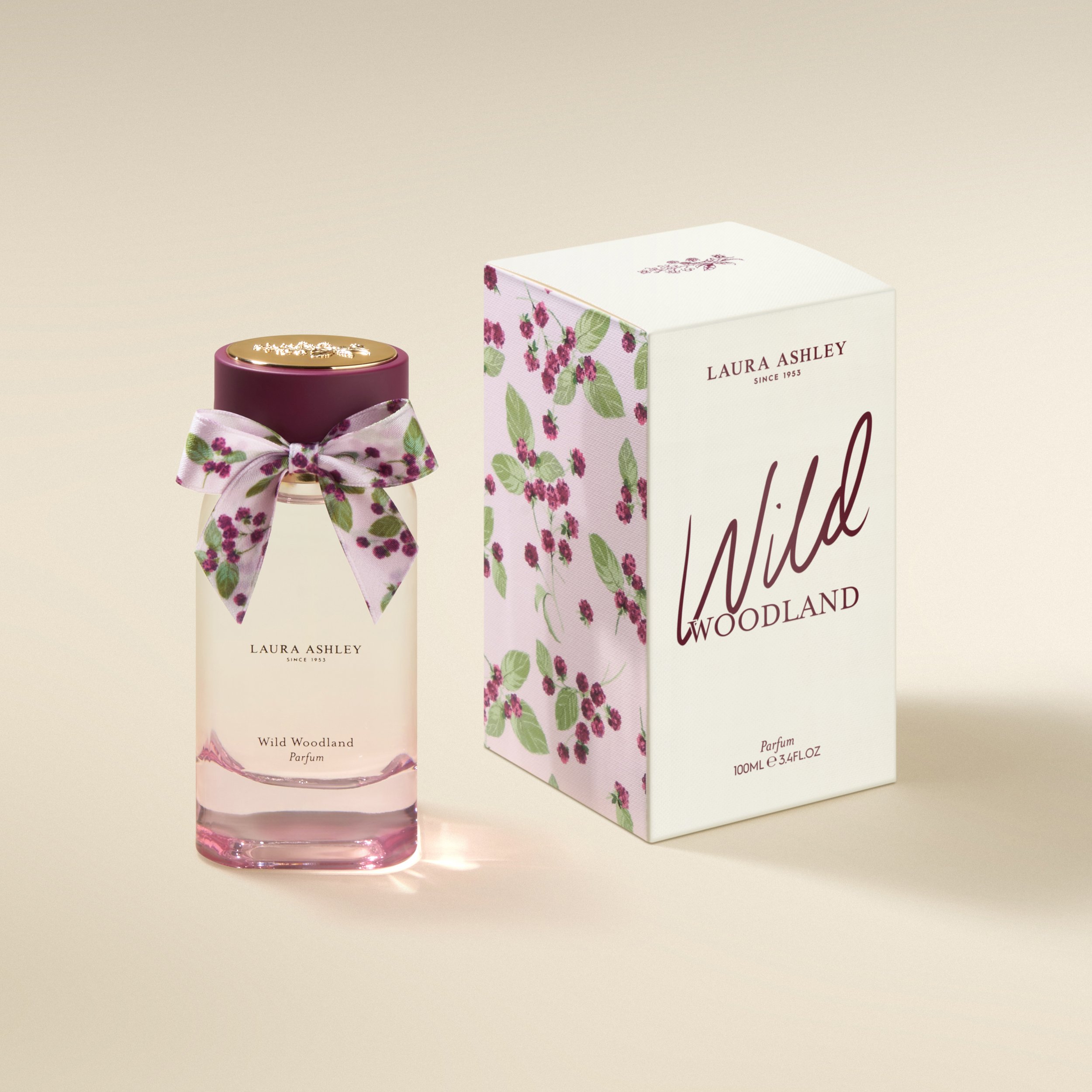 Laura Ashley Parfum Wild Woodland 100ml carton, archive pattern design by Precious Brands