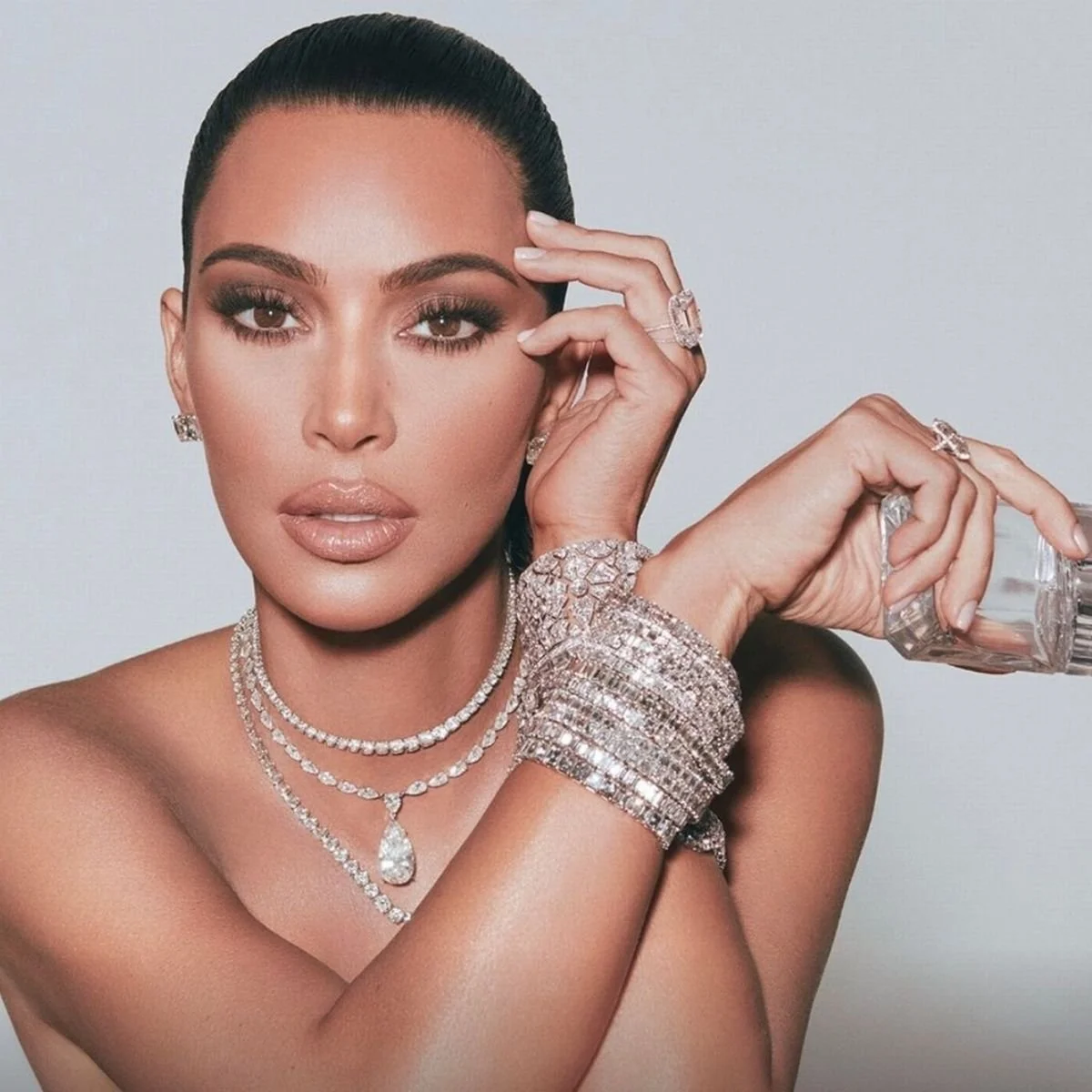 KKW Fragrance Diamonds Collection bottles, packaging design by Precious Brands — three diamond-cut bottles for Kim, Kourtney and Khloé Kardashian