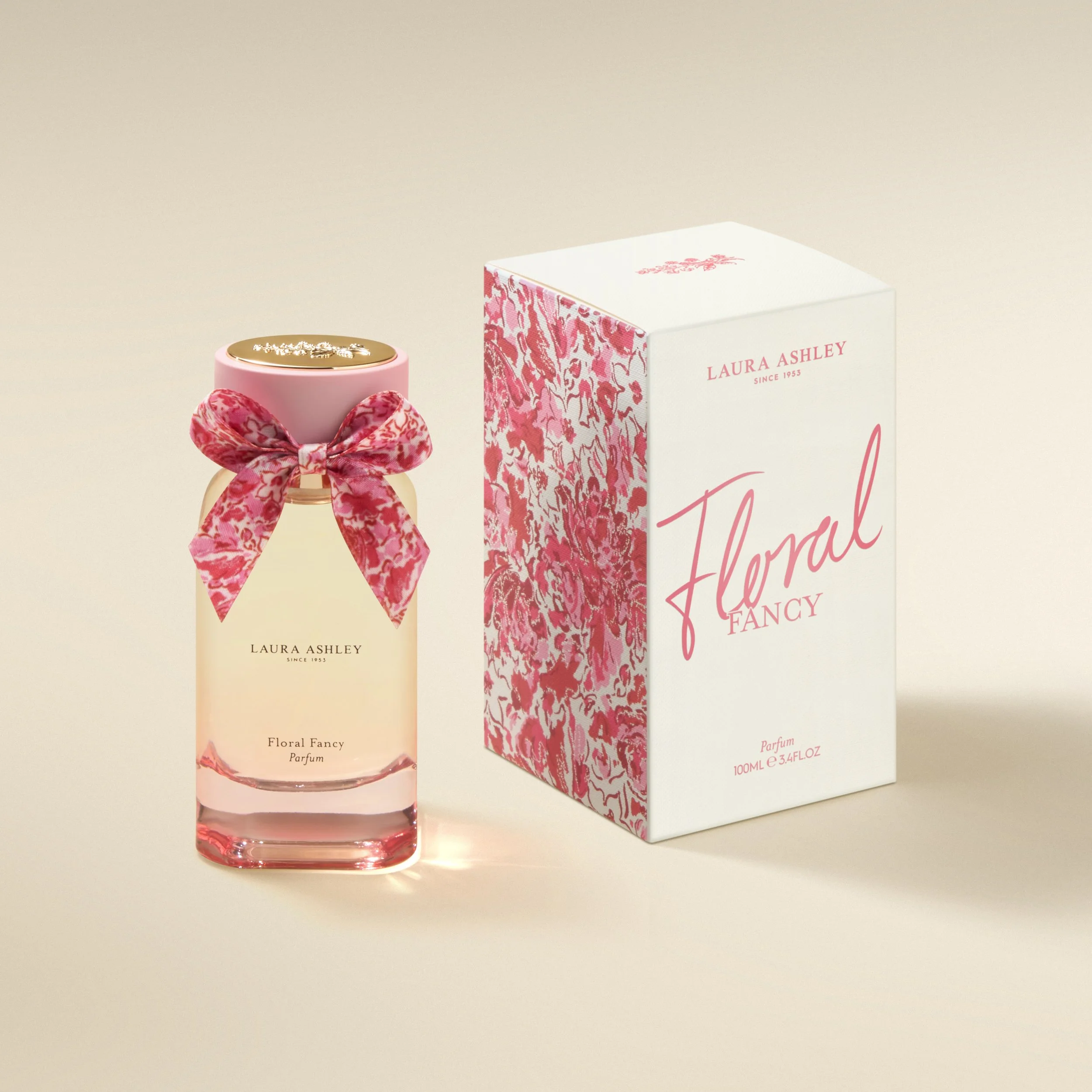 Laura Ashley Parfum Floral Fancy 100ml carton, archive pattern, luxury fragrance packaging