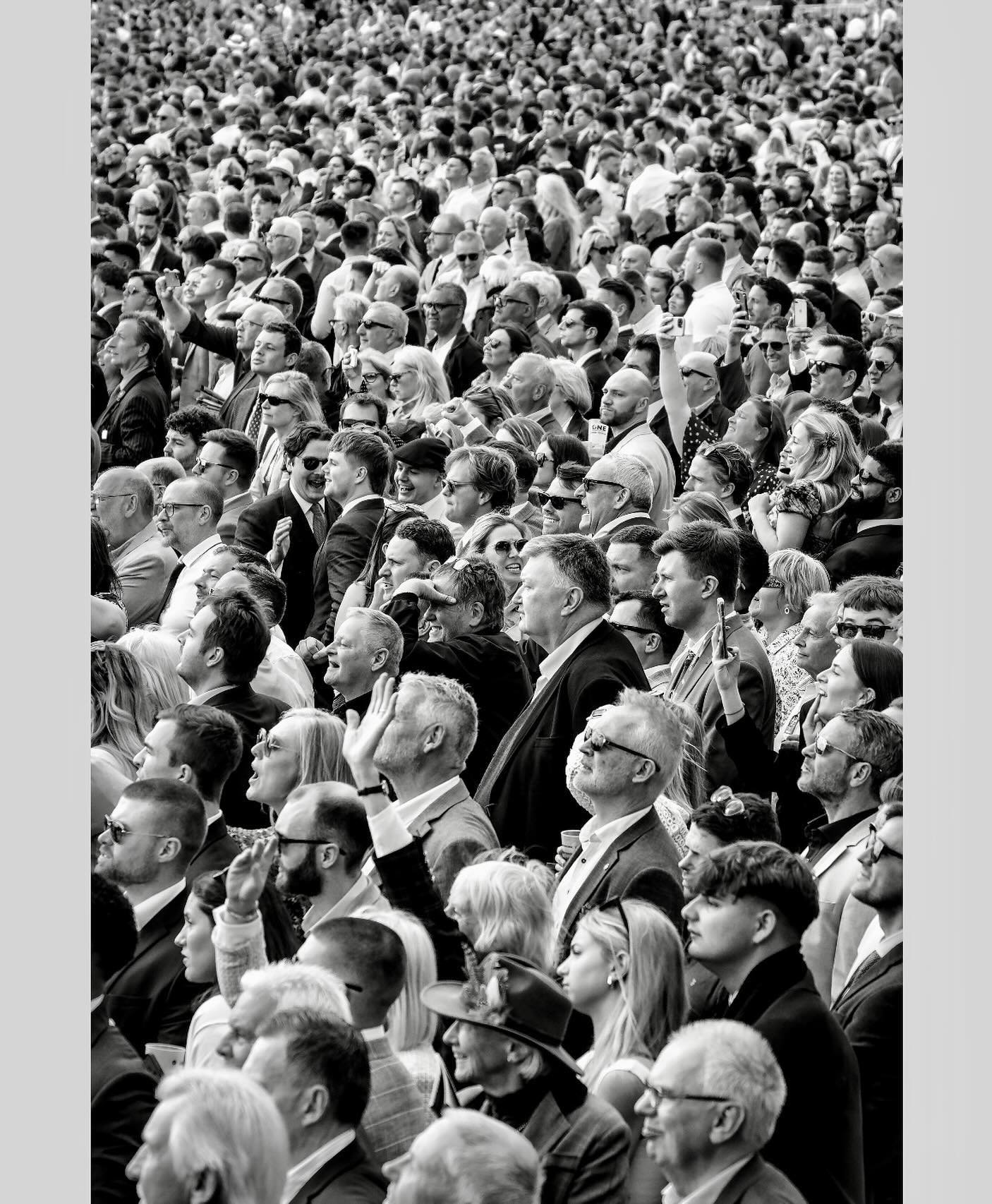 Crowd pleaser. As far as the eye can see. People waiting for the finish of the 2000 Guineas last weekend. Love the expressions, and the lady raising that one hand towards the bottom left of the frame. If you spot yourself in the picture, let me know 