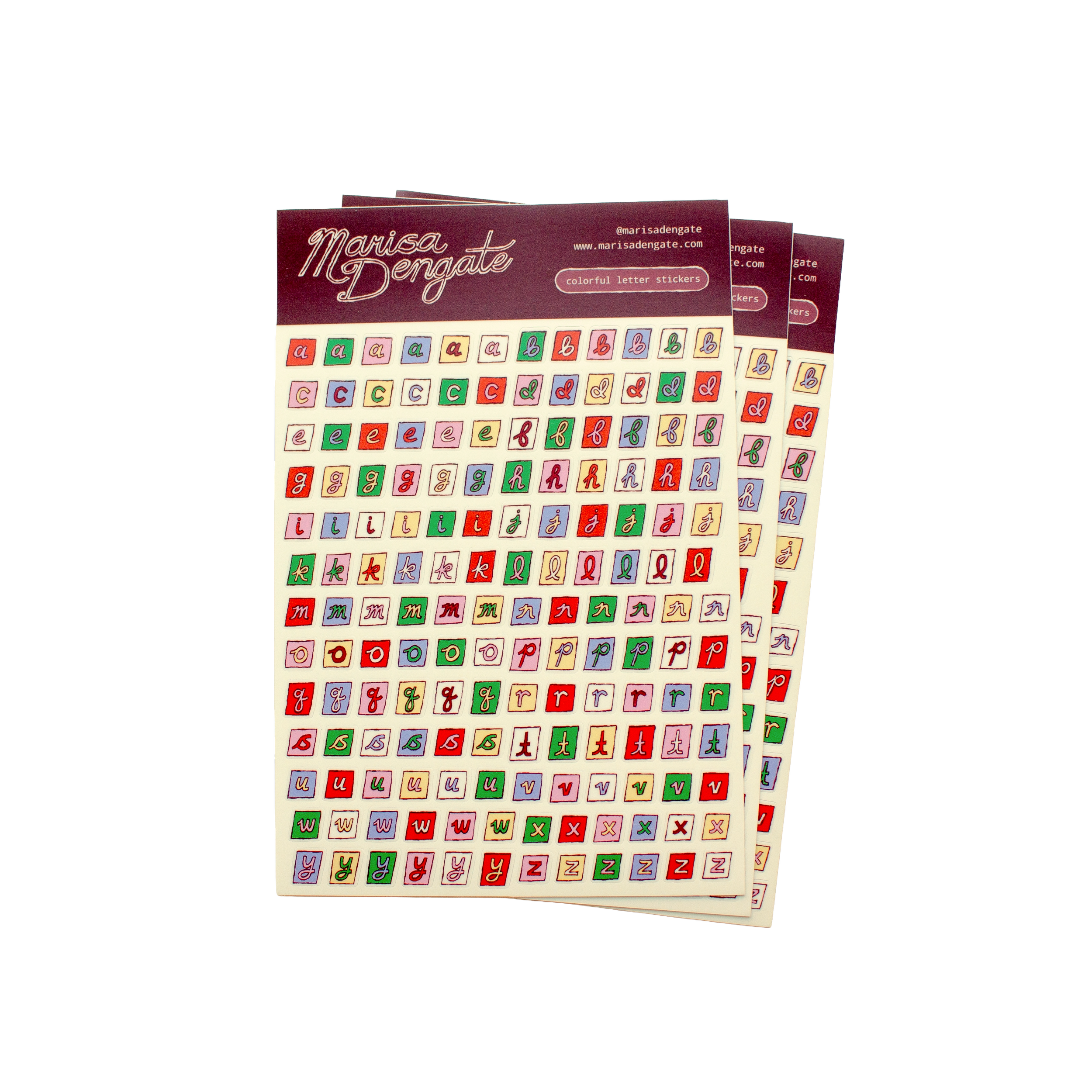 colorful letters sticker sheet