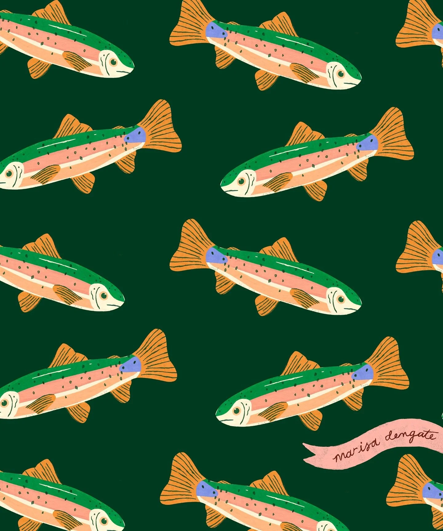 little fishies 🐟 

revamped this print from last year a little bit :)

#rainbowtrout #rainbowtroutprint #rainbowtroutart #fishpattern #fishart