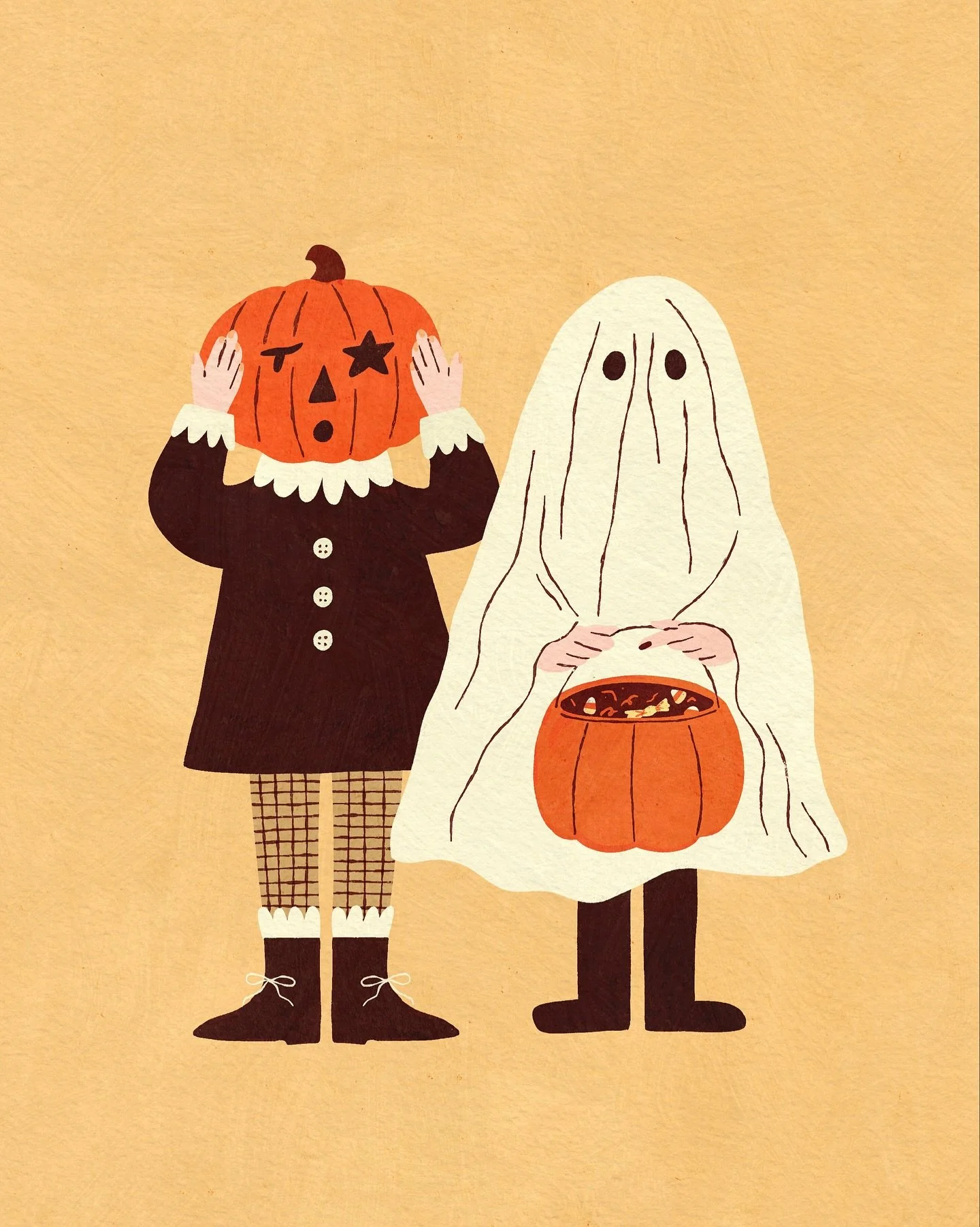 happy halloween friends! 🎃

wishing you all treats and no tricks! 👻 

#halloween #halloweenillustration #peachtober25ghost #peachtober #ghost
