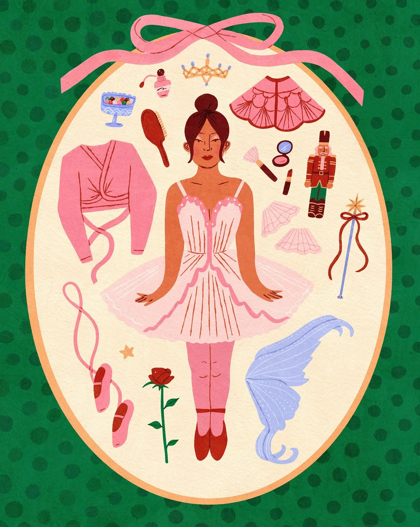 sugar plum pink🎀 for #12daysofcreativecheer2025 

a few days late for this one oops 😅 

#12daysofcreativecheer #illustration #christmasillustration #nutcrackerillustration #sugarplumfairy #festiveillustration #holidayillustration