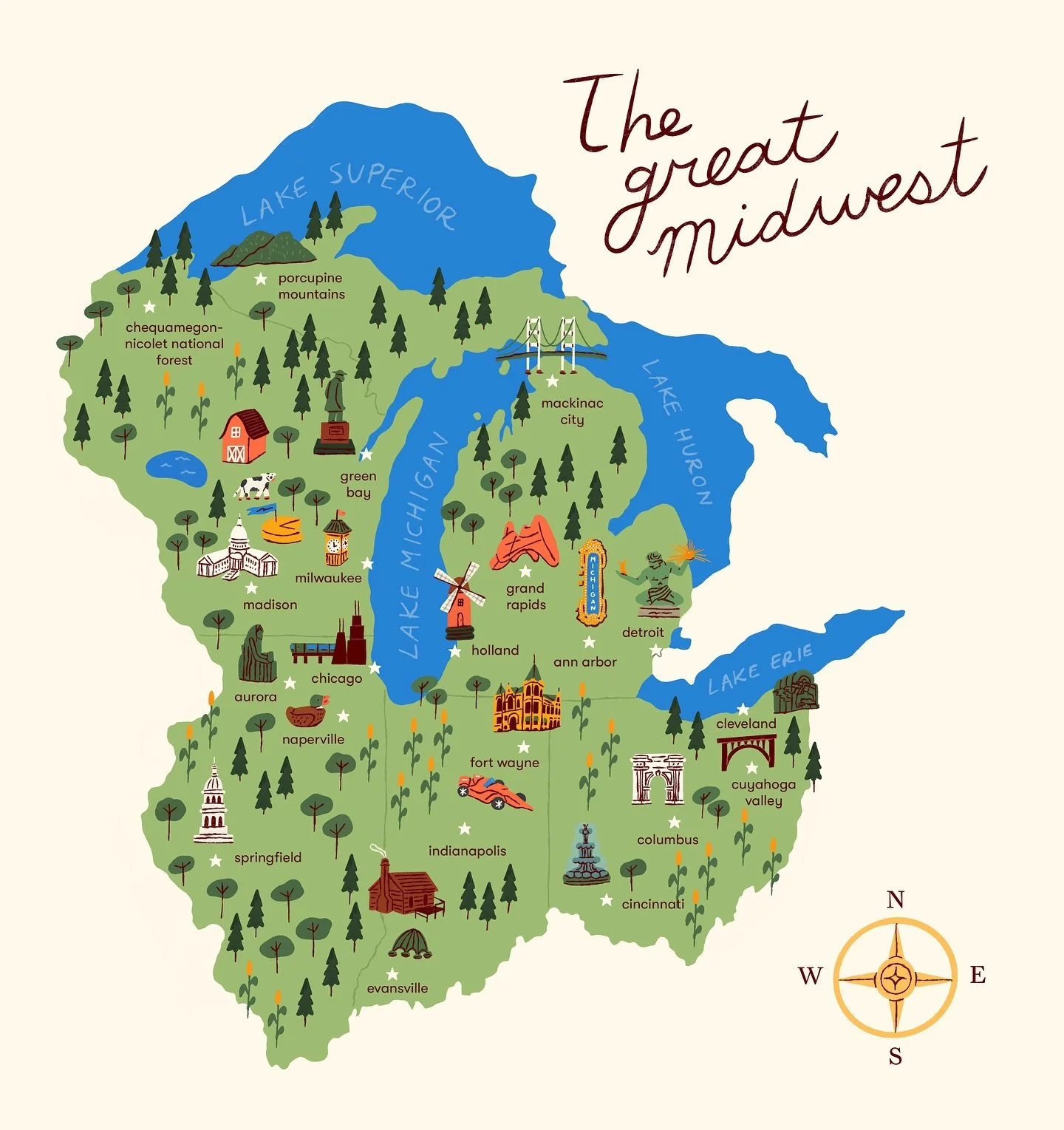another deliverable for Well Cast design 📍

i loveeee making maps so this was my favorite part! 

#illustration #illustratedmap #mapillustration #midwestmap #michiganmap #greatlakesmap #procreate #procreateartist
