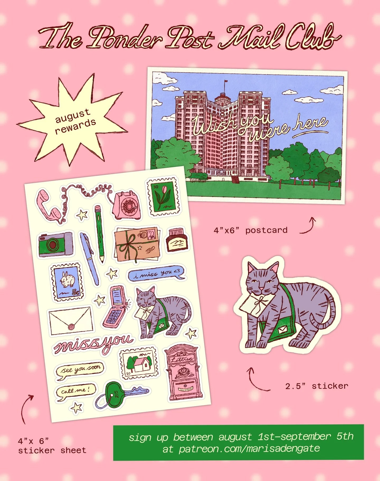 august mail rewards ☎️💌🖊️ 

this month is all about connection. since i&rsquo;m putting this out a bit late, signups are open until september 5th. 

🔗 to sign up is in my bi0 🩷

#snailmail #mailclub #penpal #snailmailrewards #snailmailstickers