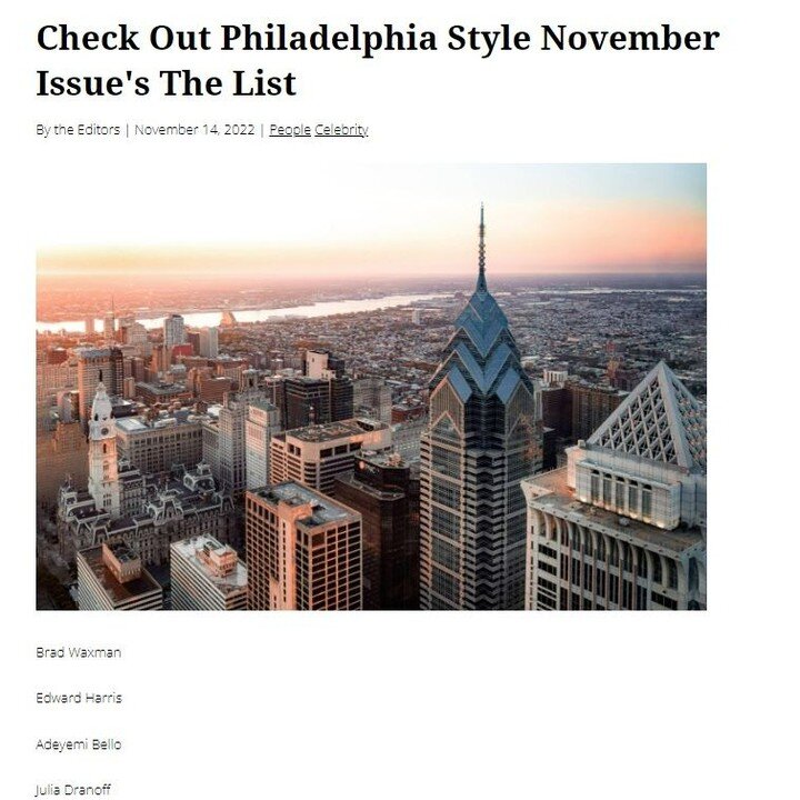 We are excited share our Founder &amp; CEO @adeyemib was selected as one Philadelphia's Style Magazine &quot;The List&quot; November issue Person! We thank our partners @phillystylezine for this recognition.

Grab a copy or subscribe to www.phillysty