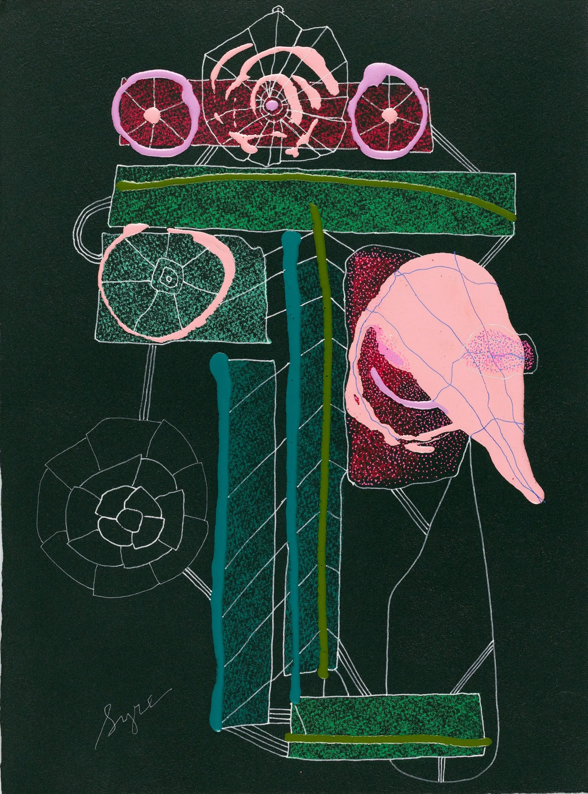 David Syre,  Pink Bloom , 2025
Prisma Crayon, acrylic, ink pen on black paper
15 x 11 in
38.1 x 27.9 cm   INQUIRE  