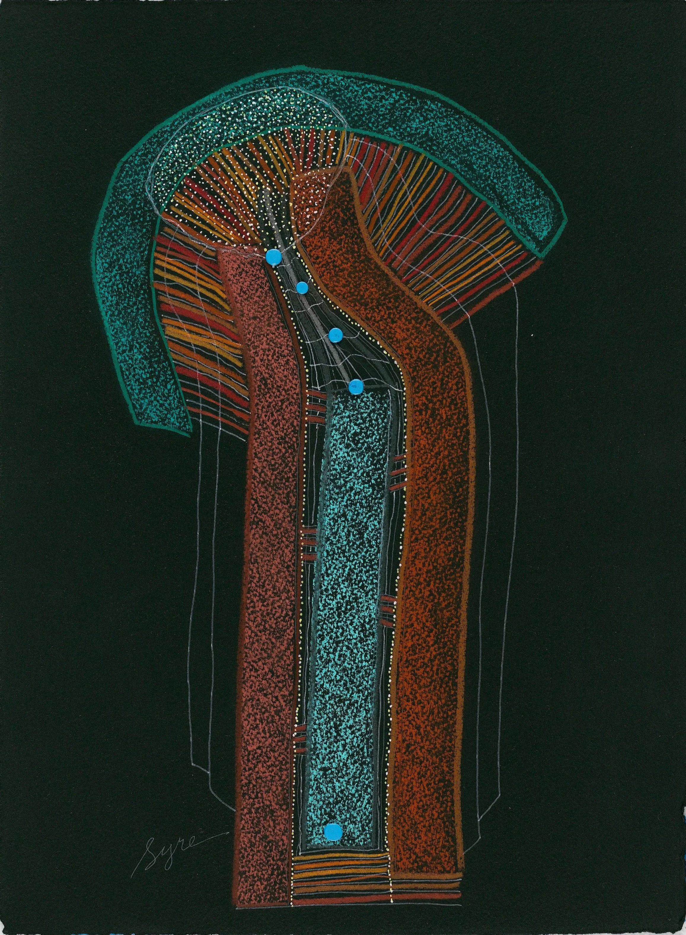 David Syre,  Iris Pollen Tube , 2025
Prisma Crayon, acrylic, ink pen on black paper
15 x 11 in
38.1 x 27.9 cm   INQUIRE  