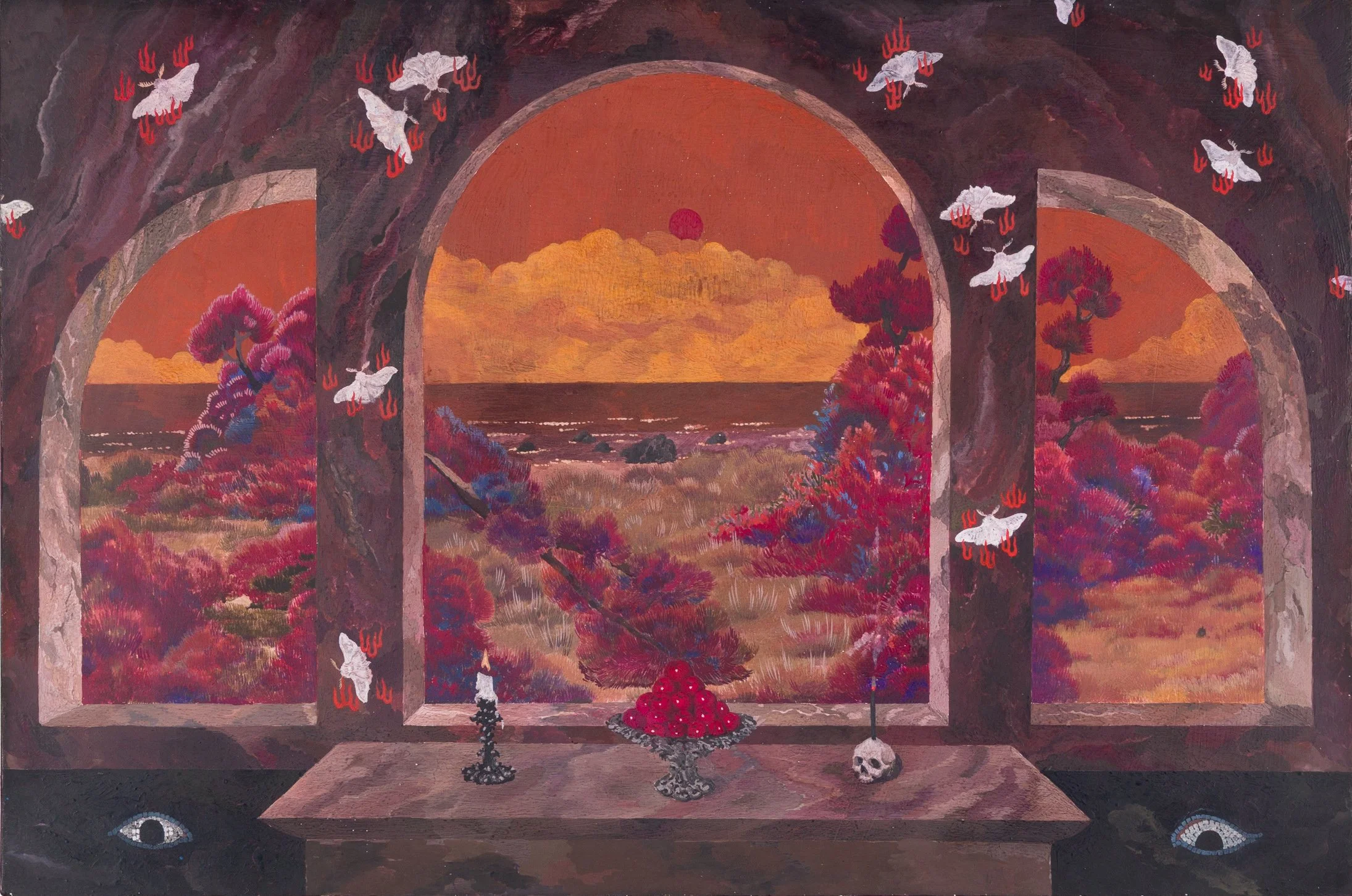 Bu Shi,  Twilight Altar,  2026, Tempera on board, 7 7/8 x 11 3/4 in, 20 x 30 cm
  INQUIRE  