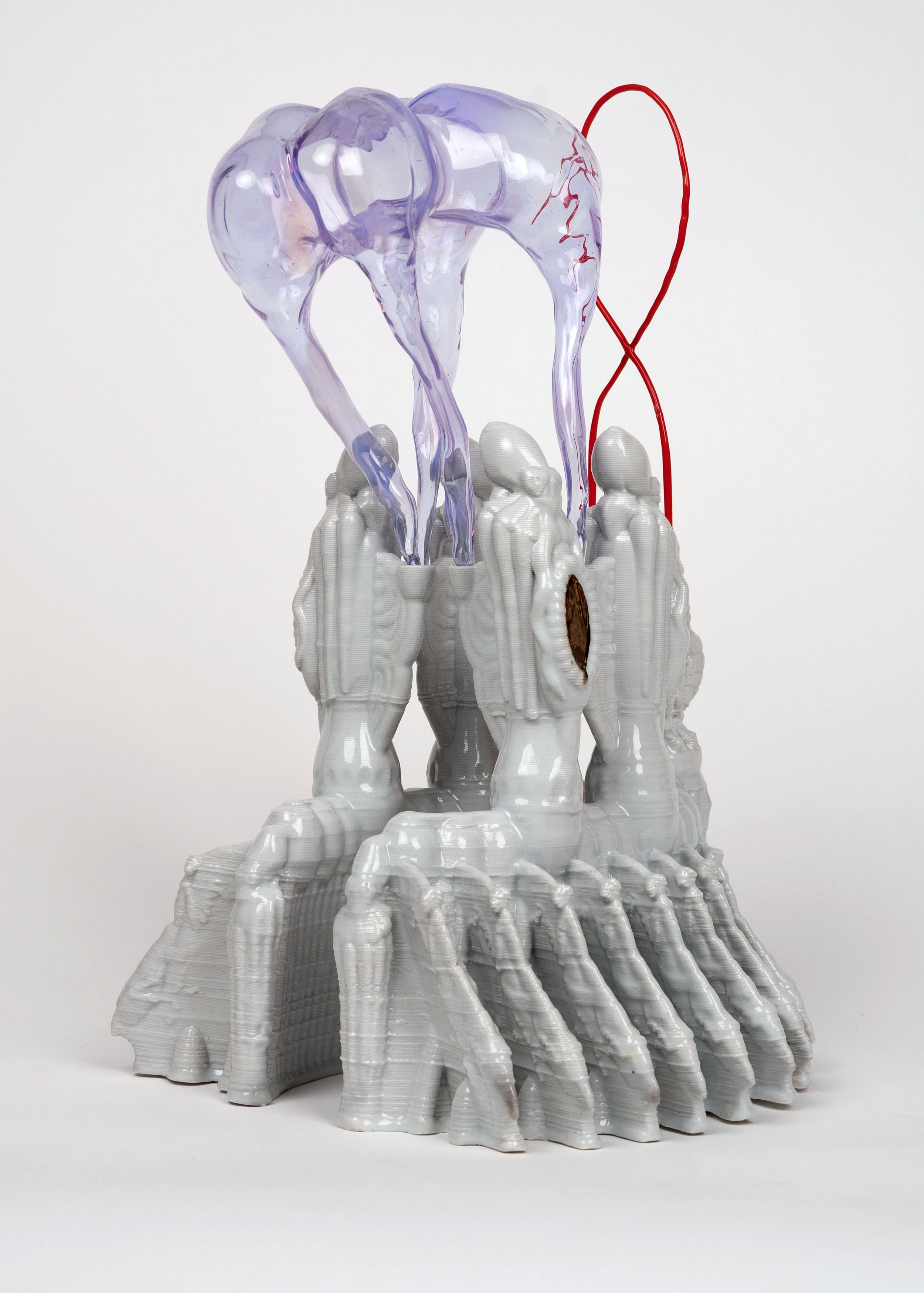 Nicolas Touron and Amy Lemaire, Nature 3 , 2022, 3D printed porcelain and borosilicate, 17 x 13 x 10 in.