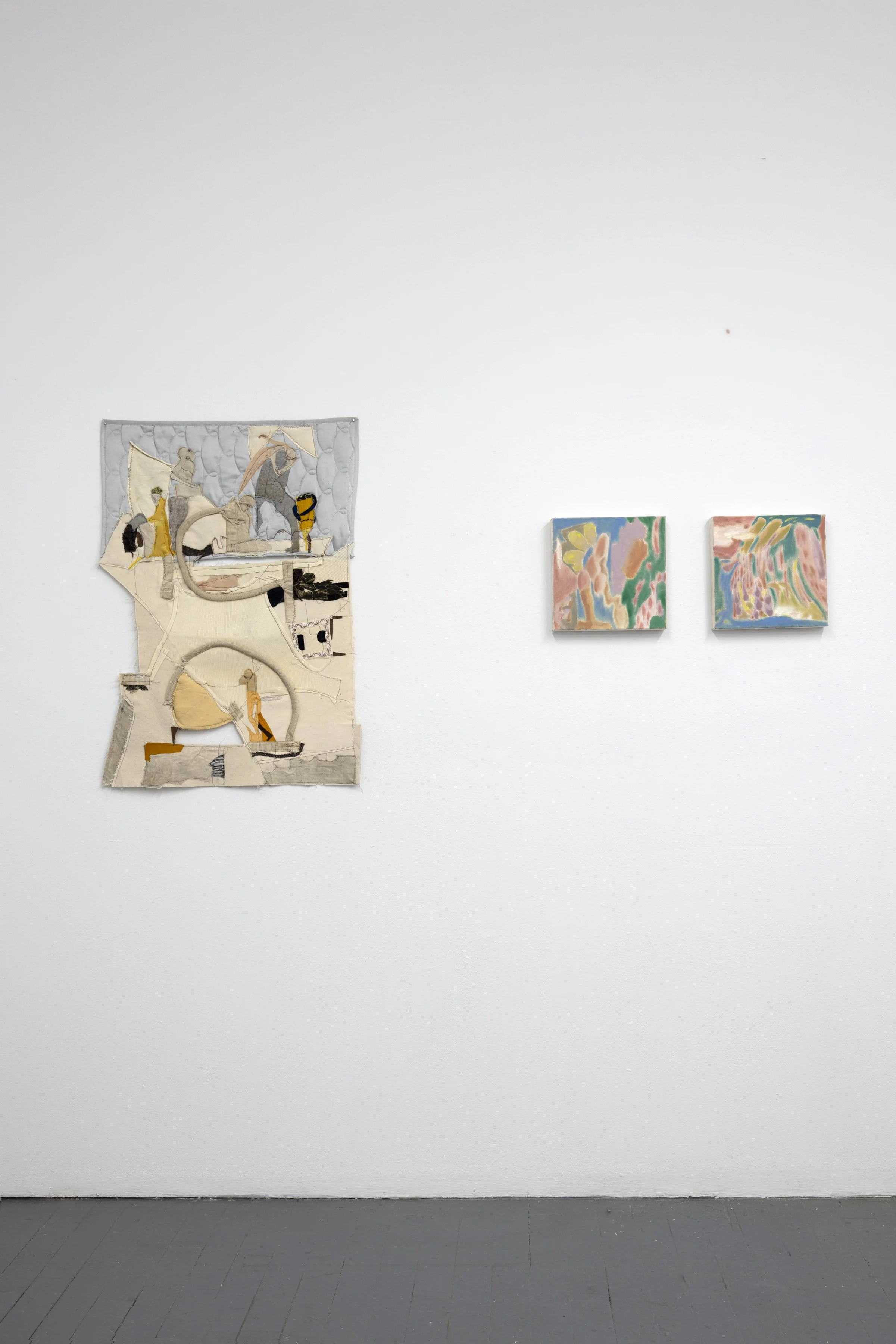 Pippa El-Kadhi Brown's work (right) featured in SARAHCROWN's  The Hug  exhibition